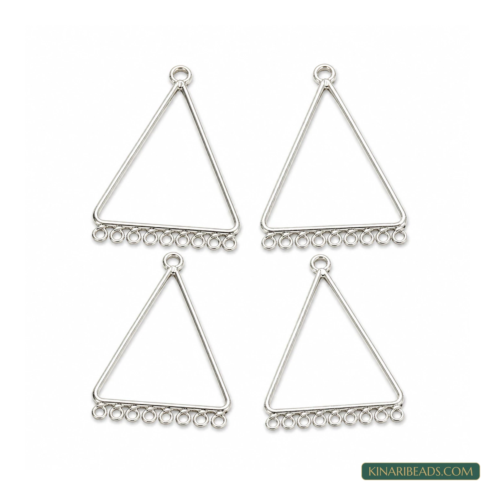 Brass Earring Components Triangle 1.75 Inch – 4 Pack, Kinari Style EF120
