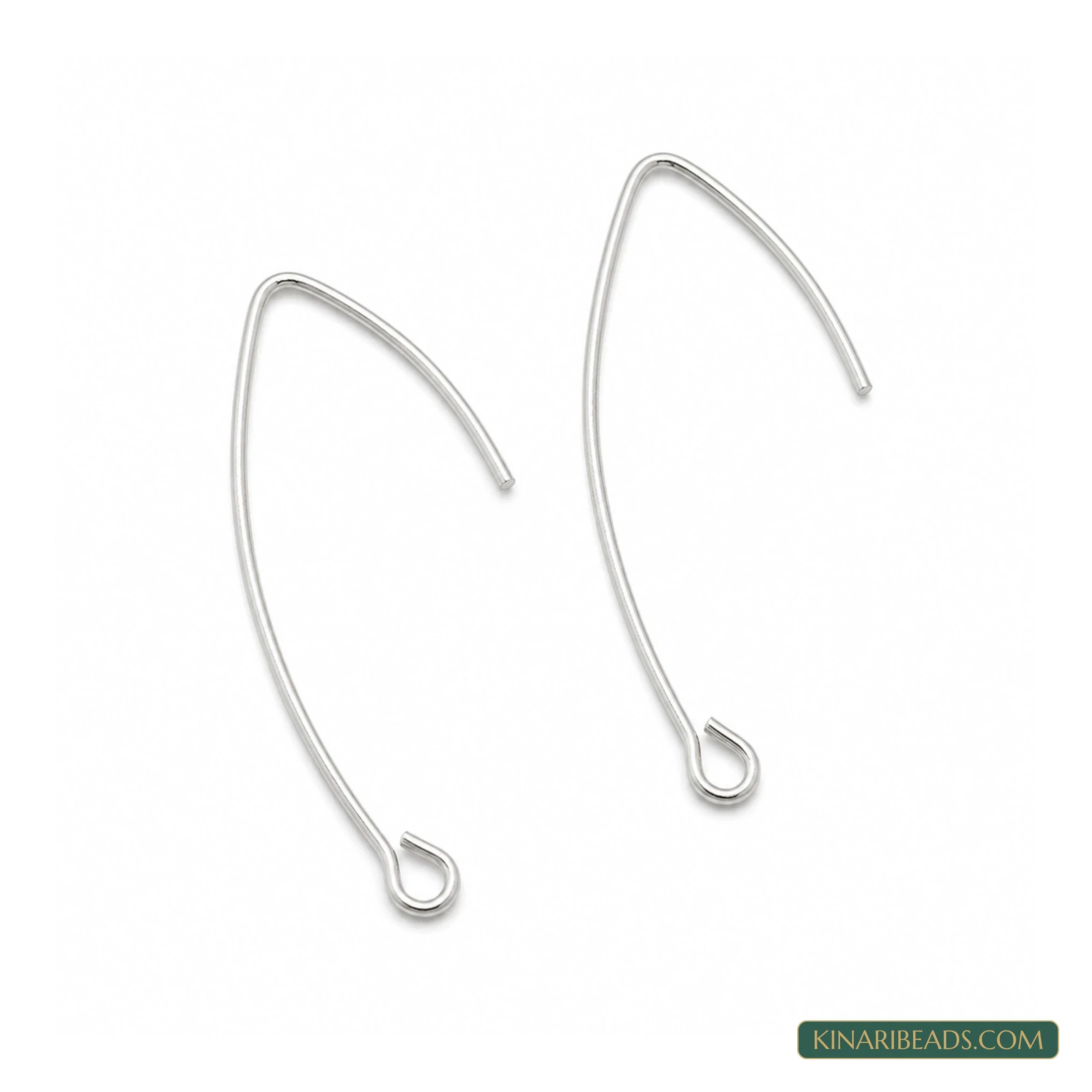 Brass Earring Hooks Silver – 10 Pack, Kinari Style EF116