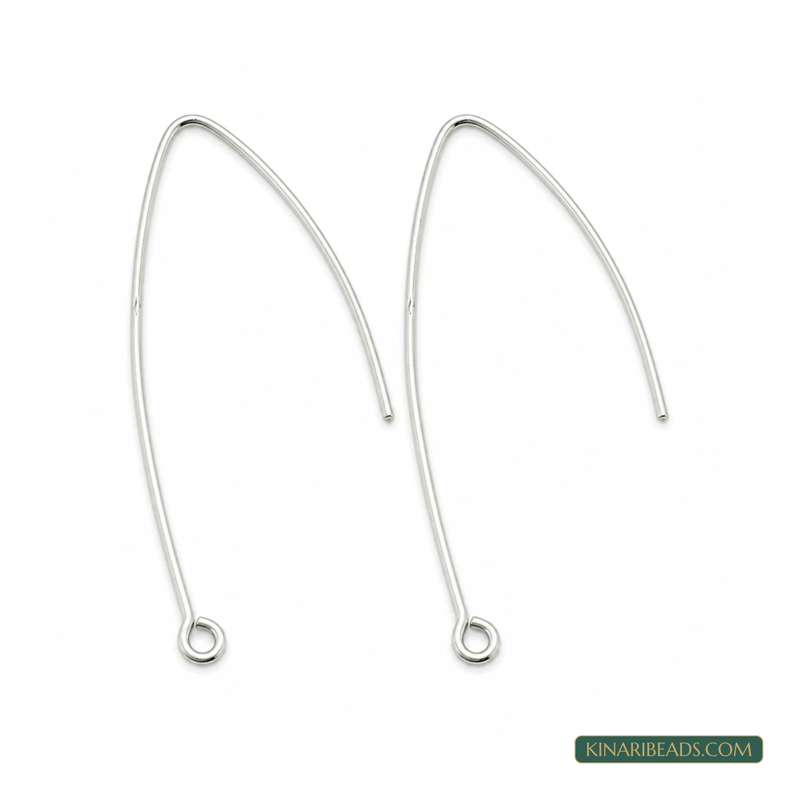 Brass Earring Hooks Silver – 10 Pack, Kinari Style EF117