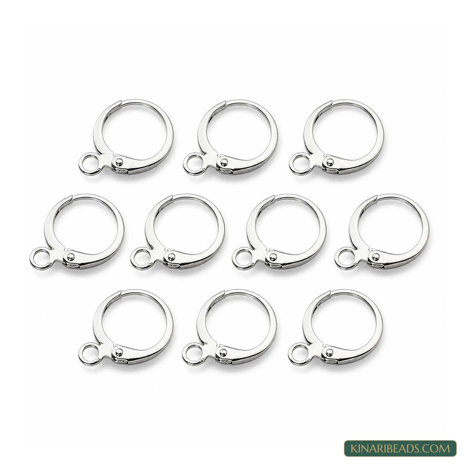 Brass Lever-Back Earring Hooks – 12x15mm, 10 Pack