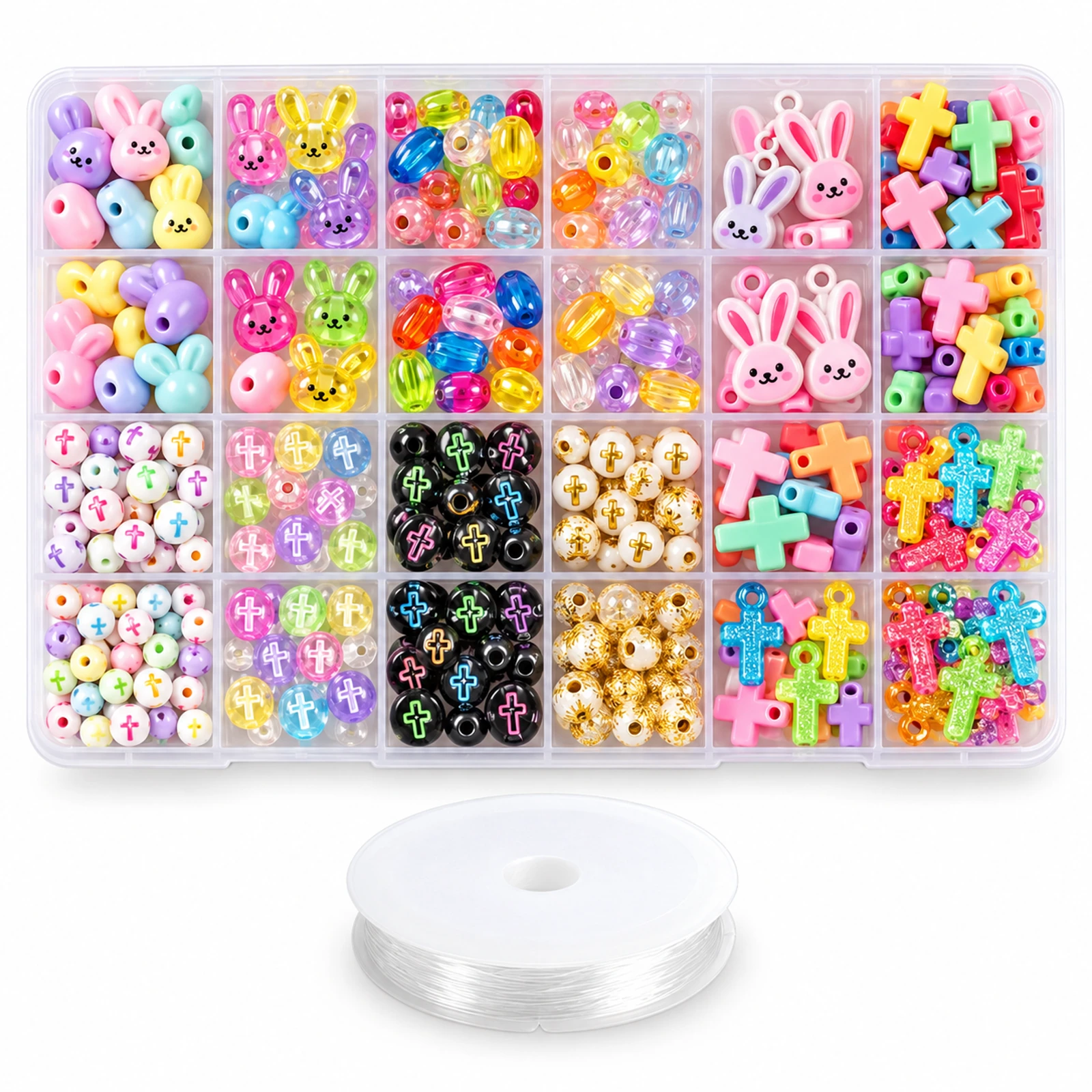 Bunny & Cross Acrylic Beads Jewellery Making Kit - Multicolour colour