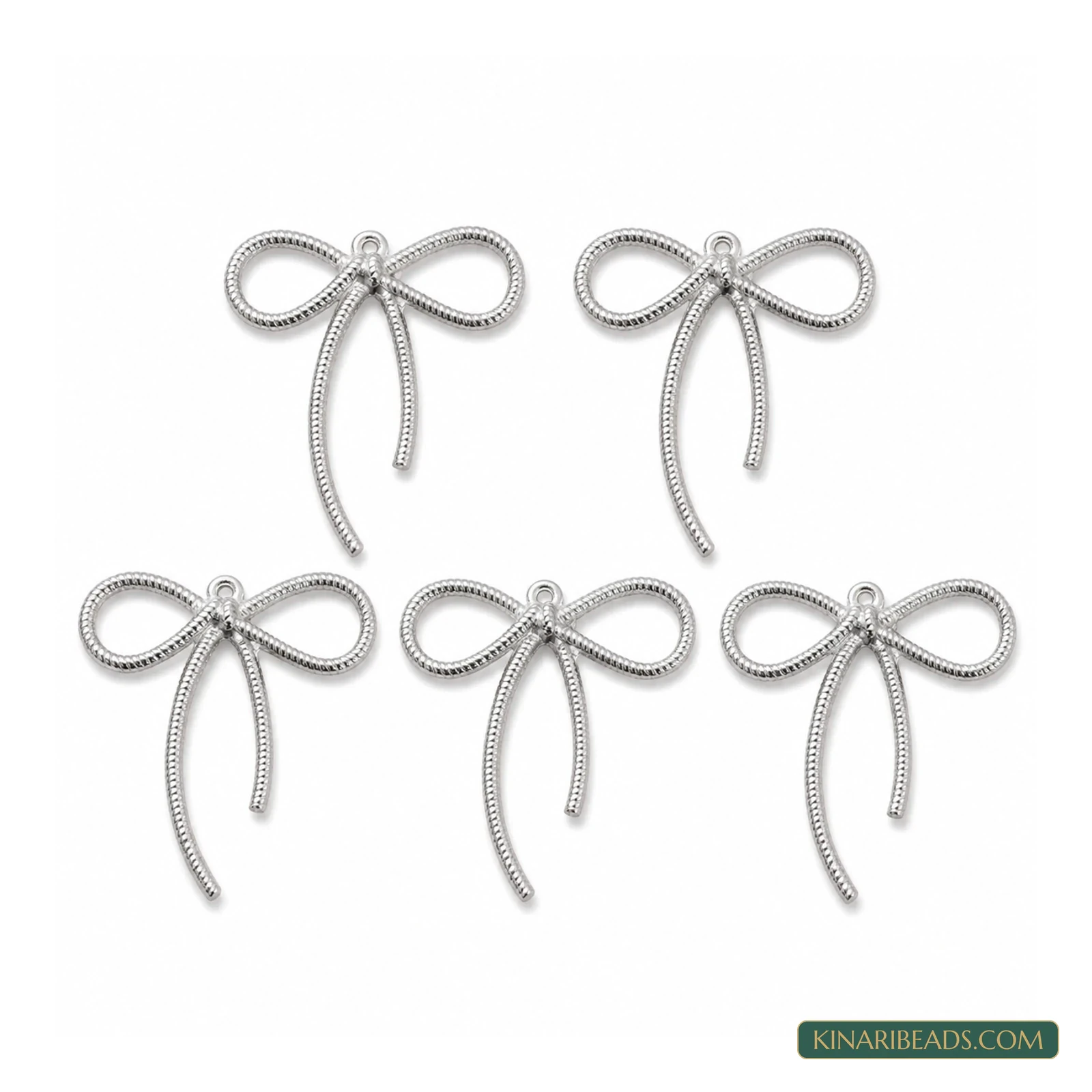Classic Bow Knot Pendant Links – 45x35mm, 5 Pack