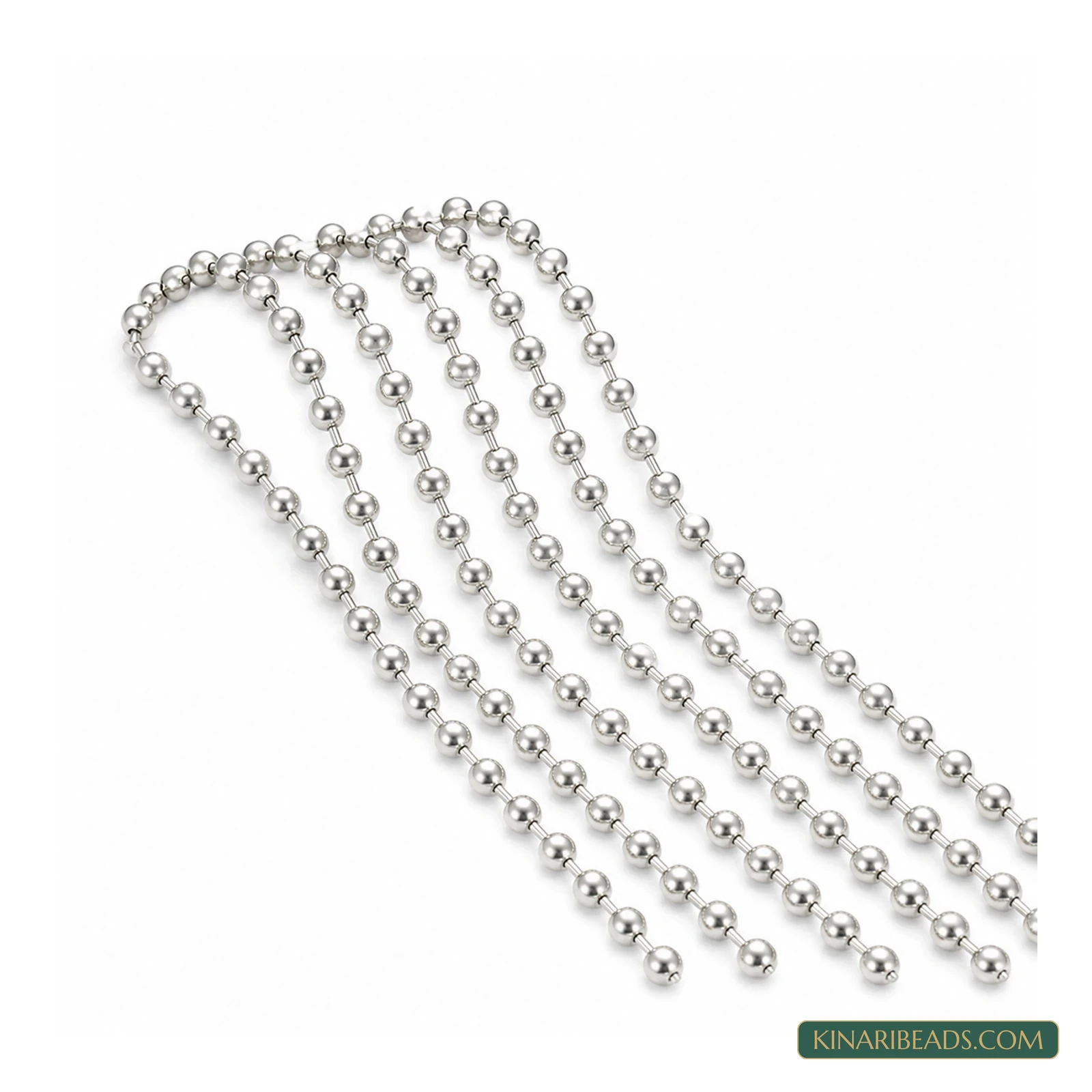 Coloured Aluminium Ball Chain – 2mm, 20m - Silver colour