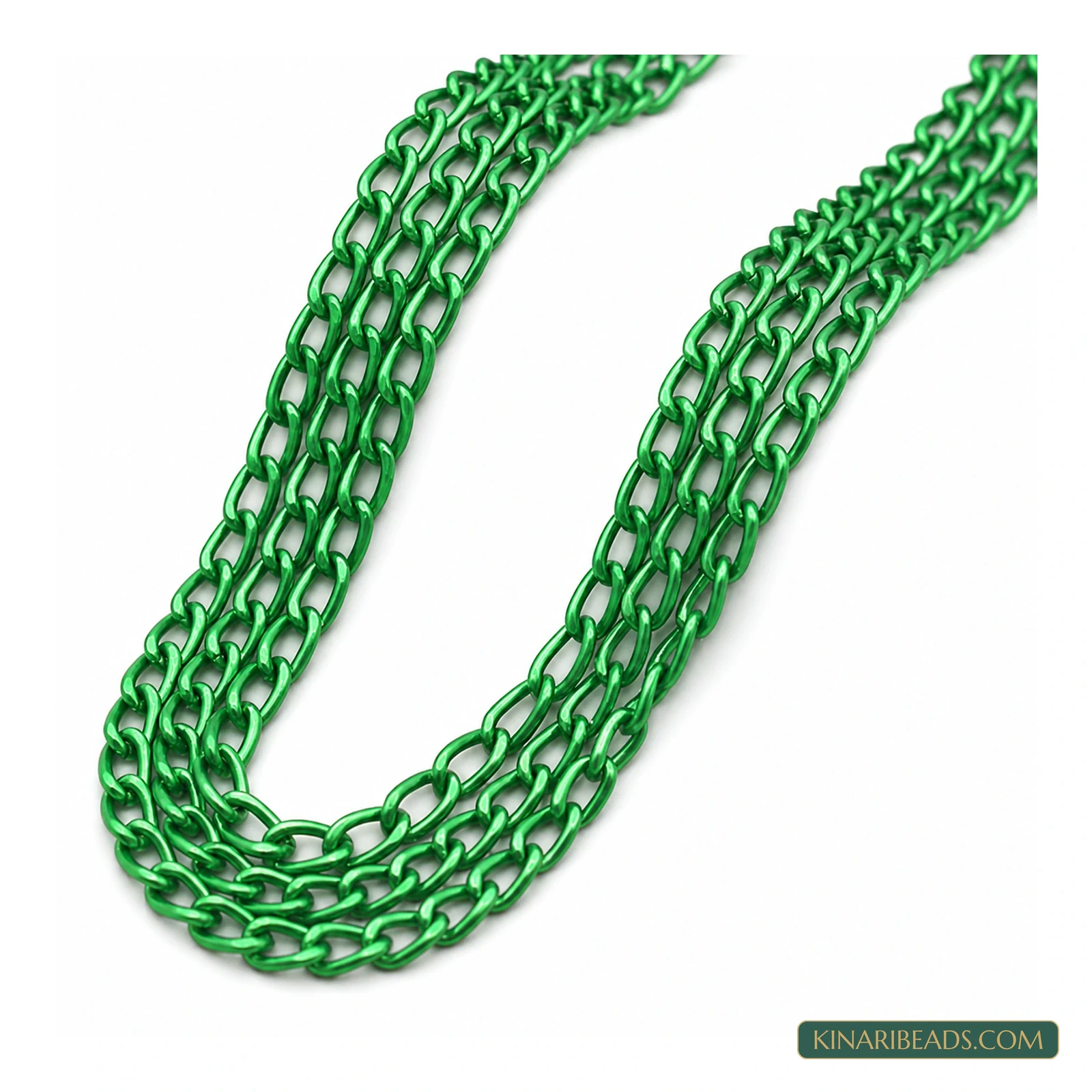 Coloured Aluminium Curb Chain – 6×3mm, 5m - Green colour