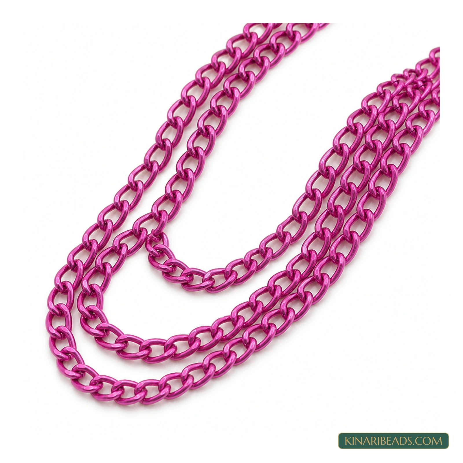 Coloured Aluminium Curb Chain – 6×3mm, 5m - Magenta colour