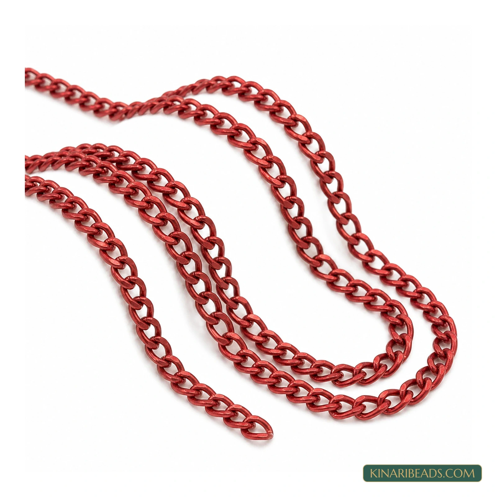 Coloured Aluminium Curb Chain – 6×3mm, 5m - Red colour