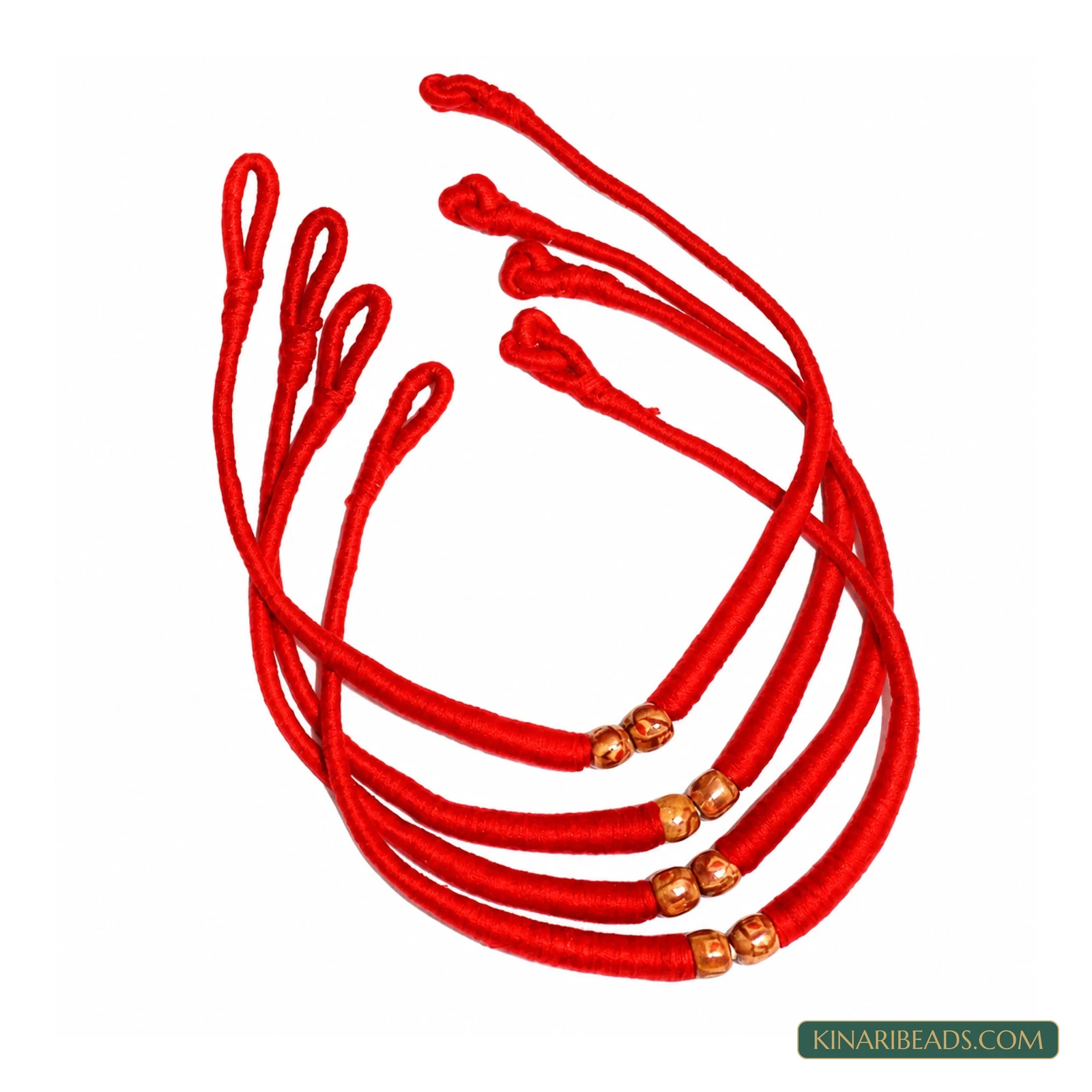Coloured Cotton Hasli Necklace Cord – Pack of 4 - Red colour