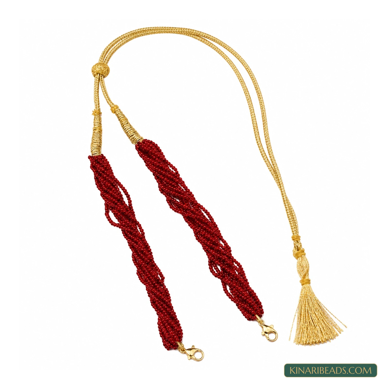 Coloured Seed Bead Pendant Dori - Maroon colour