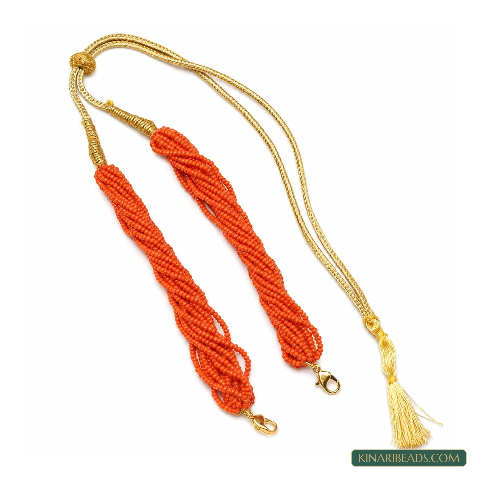 Coloured Seed Bead Pendant Dori - Orange colour