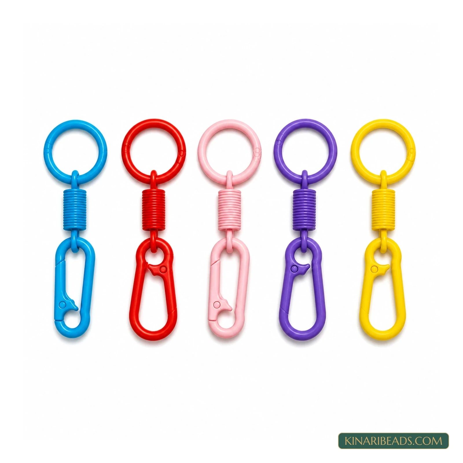 Coloured Snap Hook Keychains with Split Rings – 5 Pack