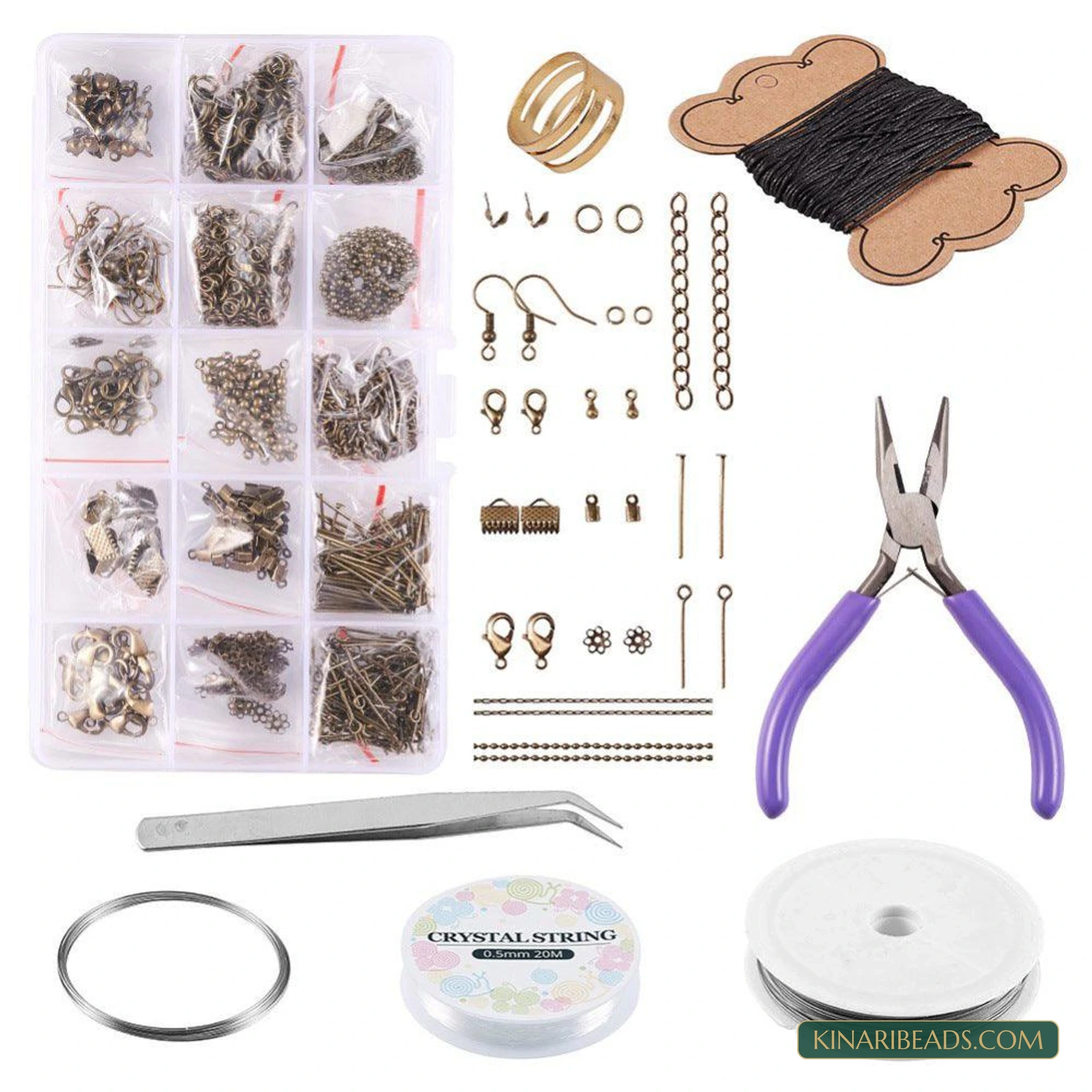 Complete Jewellery Making Starter Kit with Tools, Wire, Cord & Findings