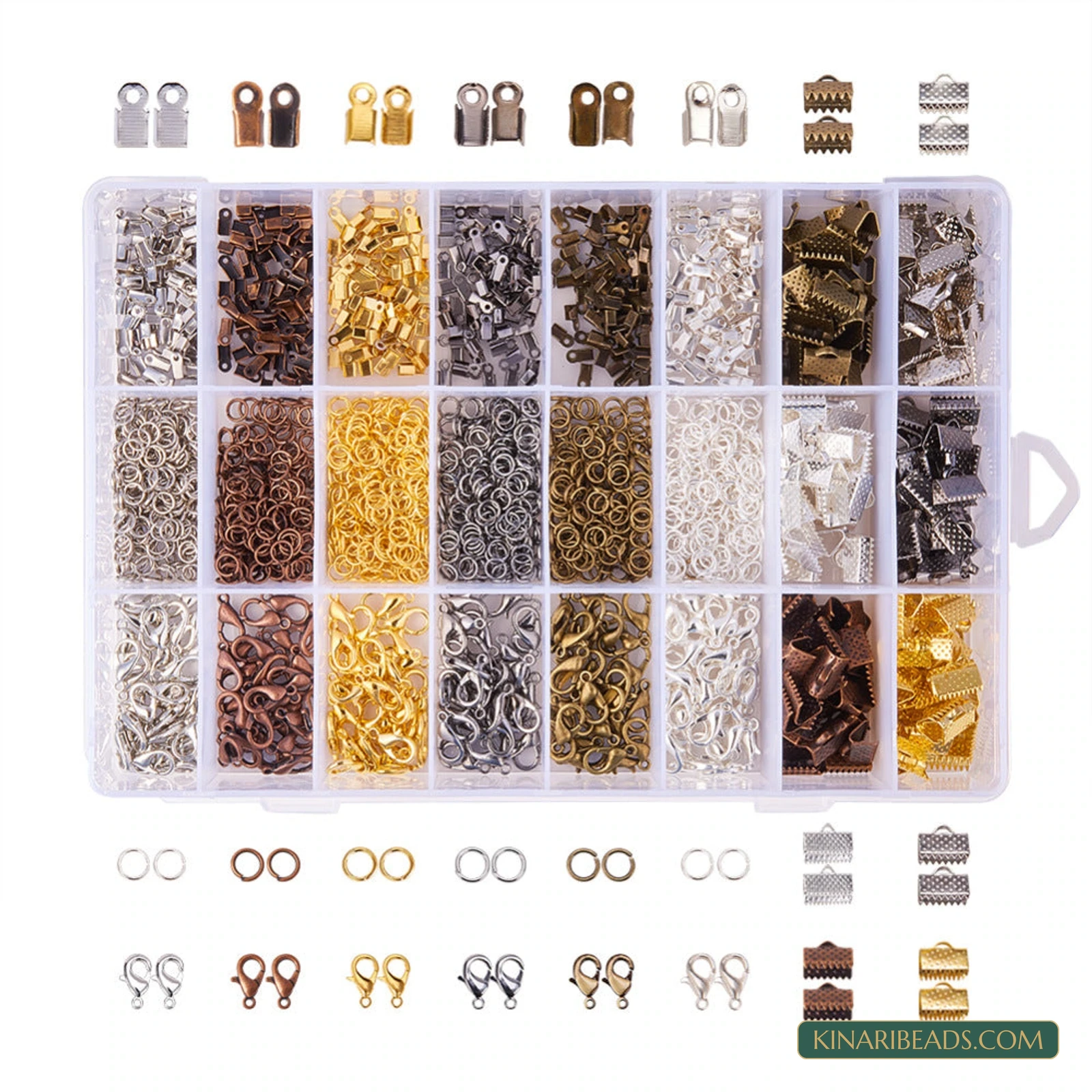 Cord Ends, Ribbon Ends, Clasps & Jump Rings Findings Set