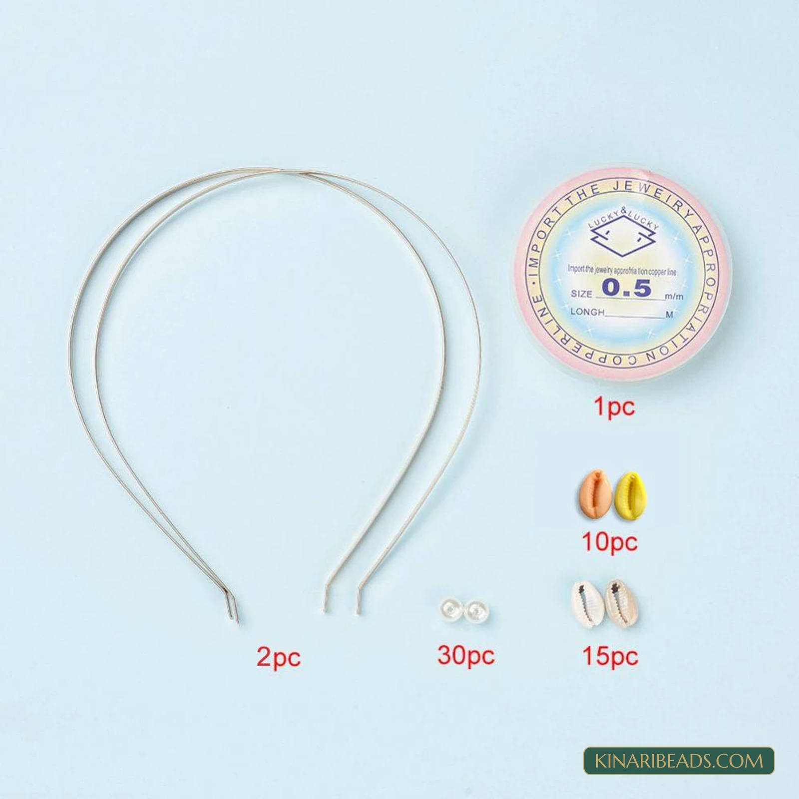 Cowrie Shell & Pearl Beads Hairband Making Kit