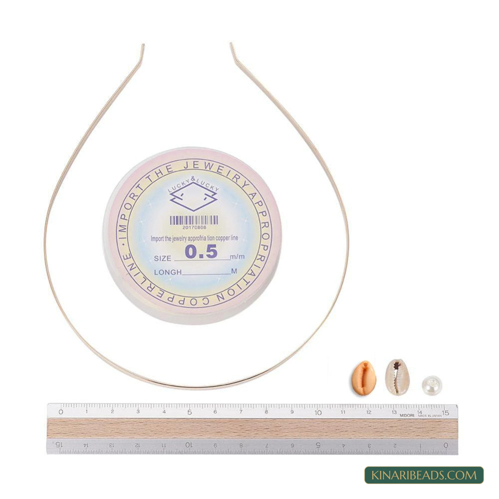 Cowrie Shell & Pearl Beads Hairband Making Kit product image