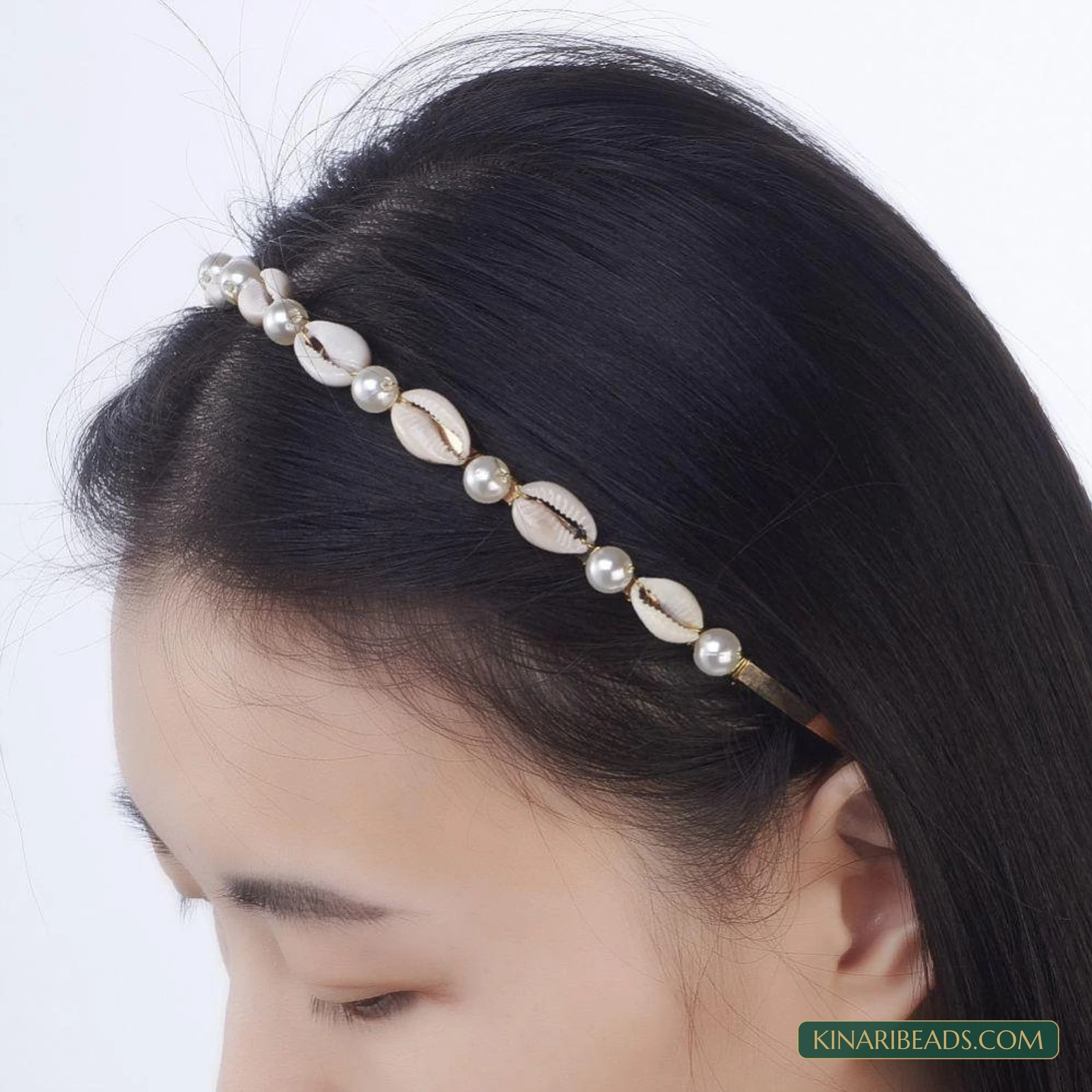 Cowrie Shell & Pearl Beads Hairband Making Kit product image