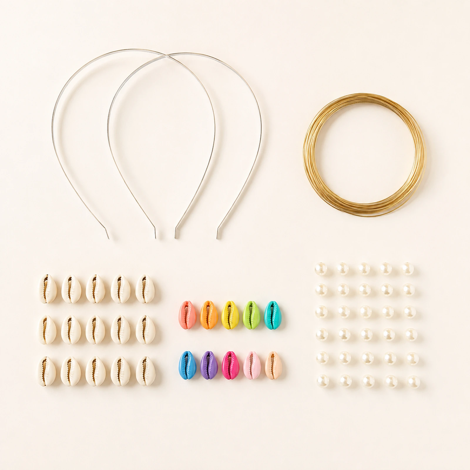 Cowrie Shell & Pearl Beads Hairband Making Kit