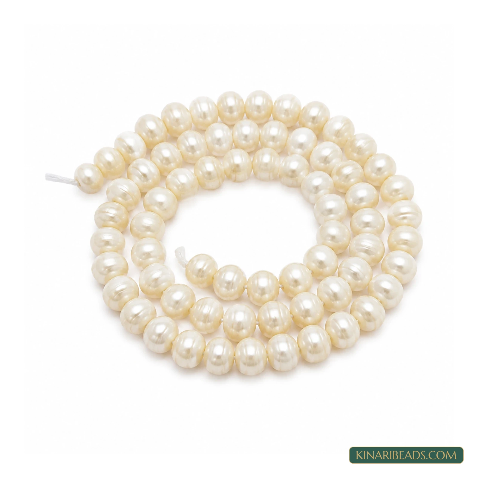 Cream Round Freshwater Cultured Pearls – 5x6mm, 1 String