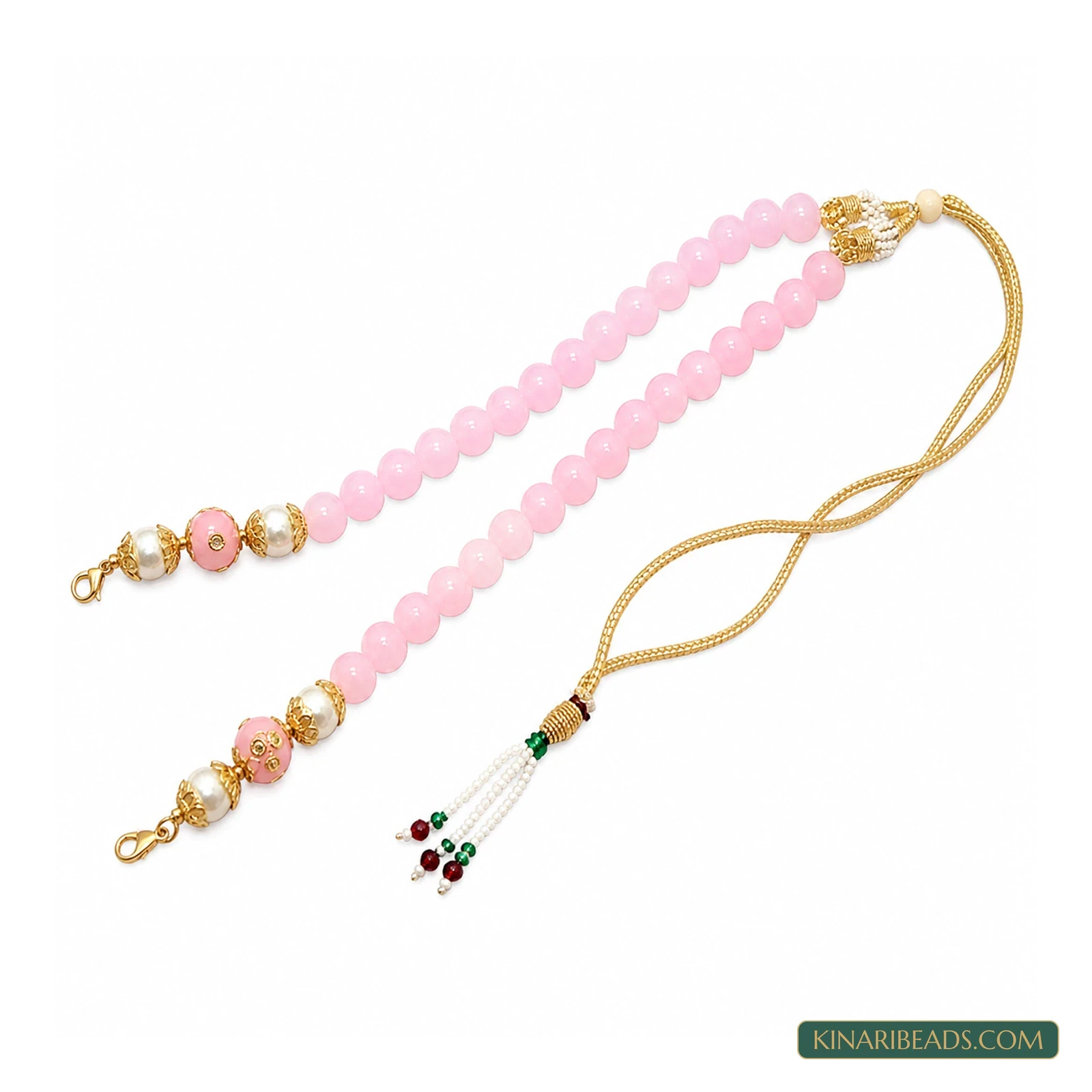Decorative Beaded Pendant Necklace Dori - Baby Pink colour