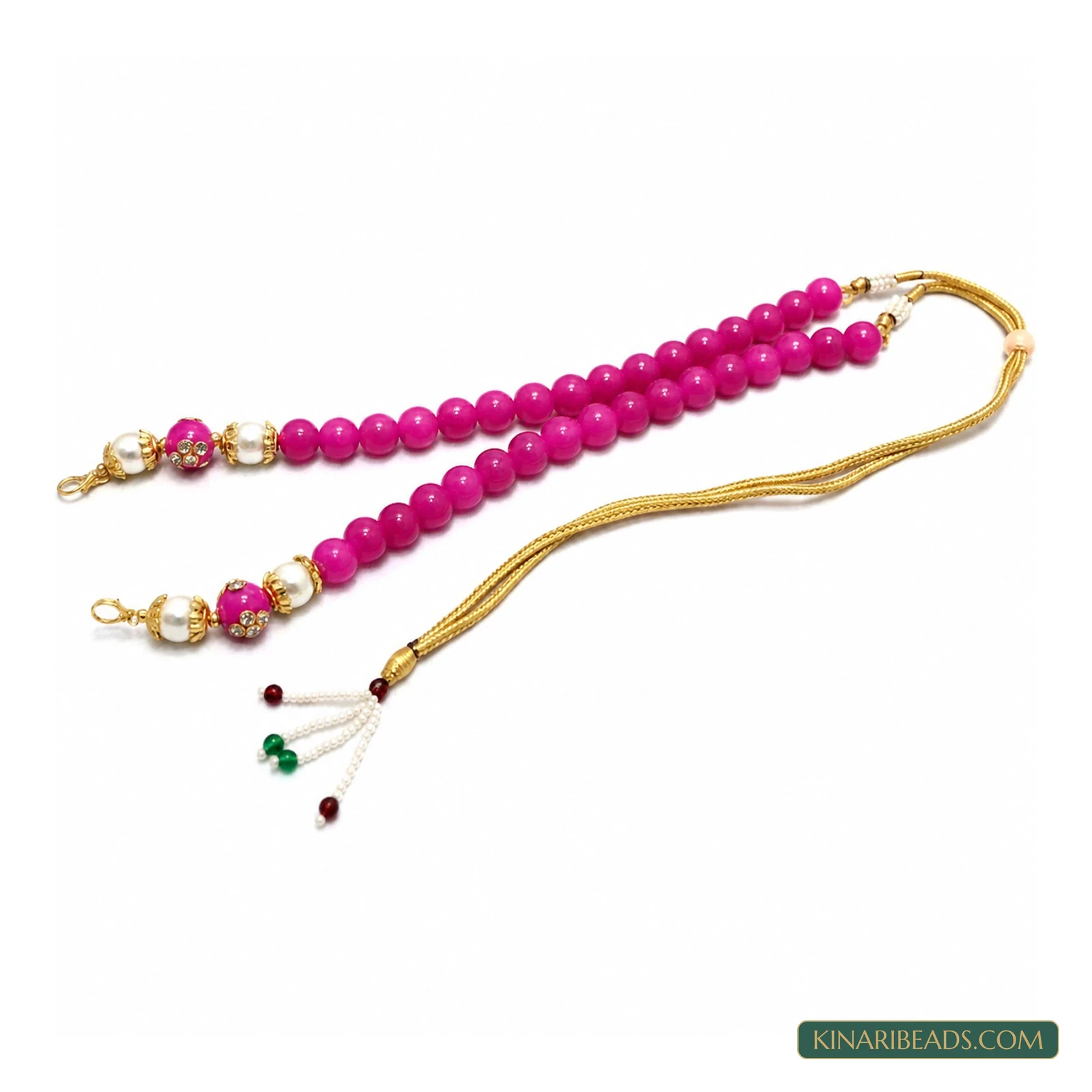 Decorative Beaded Pendant Necklace Dori - Hot Pink colour