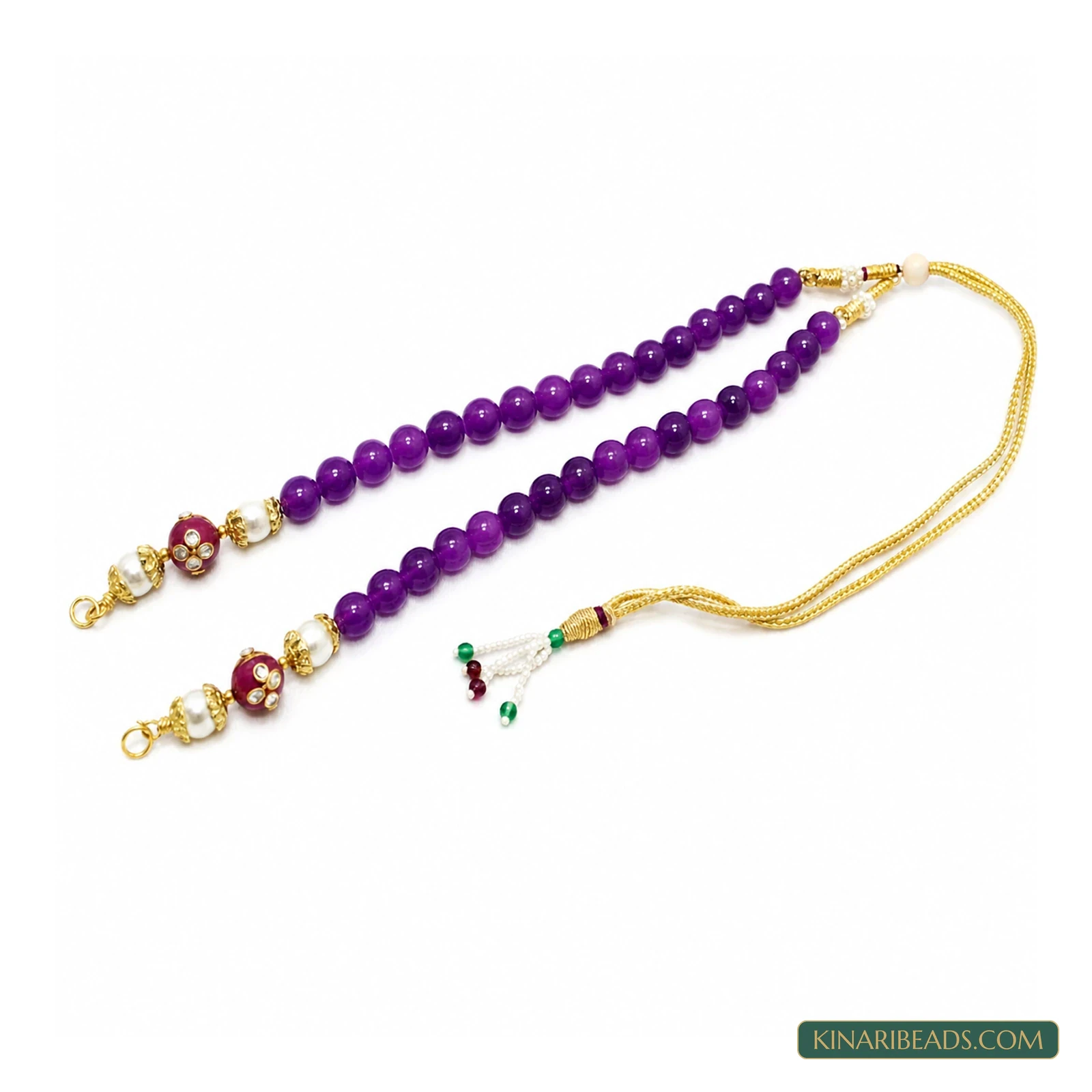 Decorative Beaded Pendant Necklace Dori - Purple colour