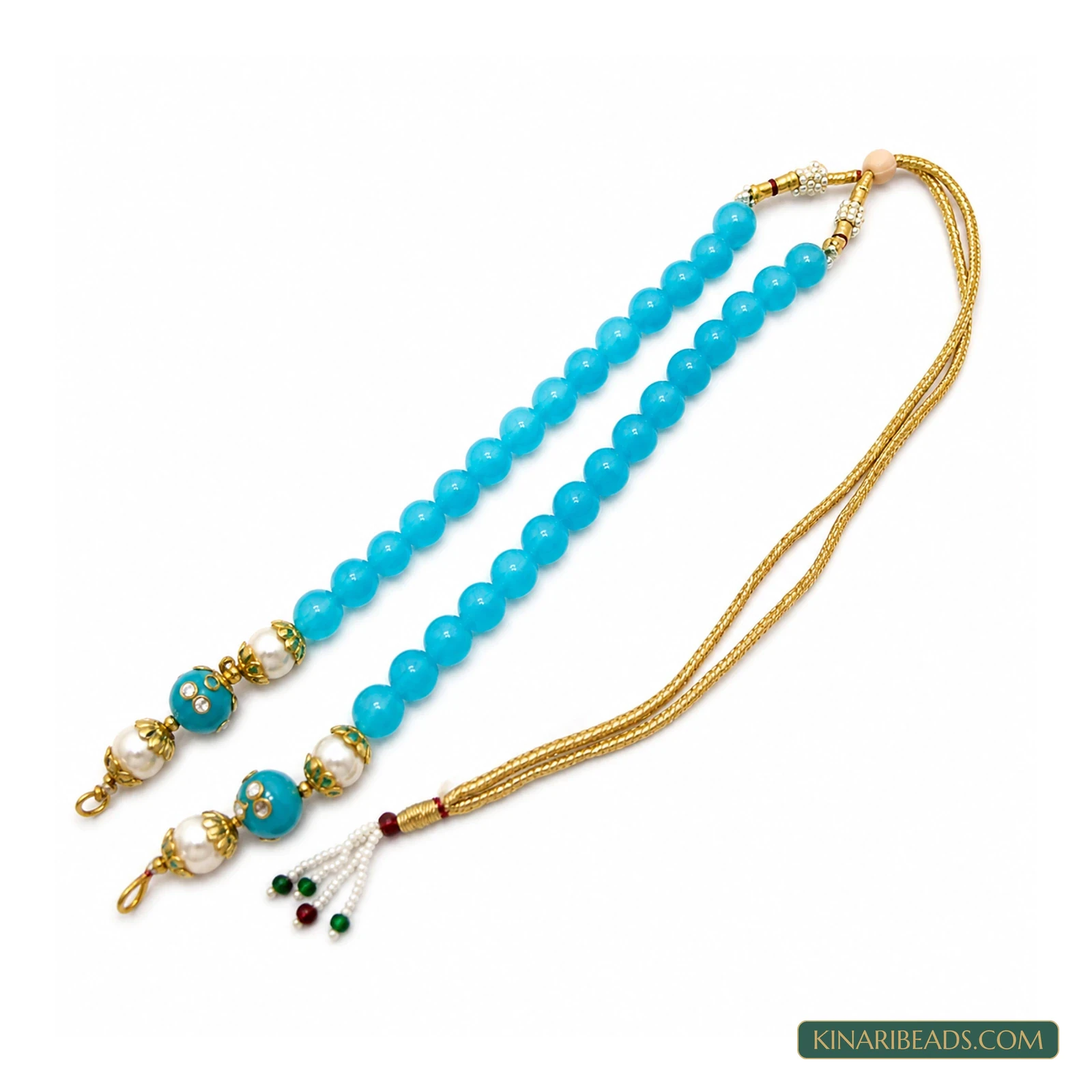 Decorative Beaded Pendant Necklace Dori - Turquoise colour