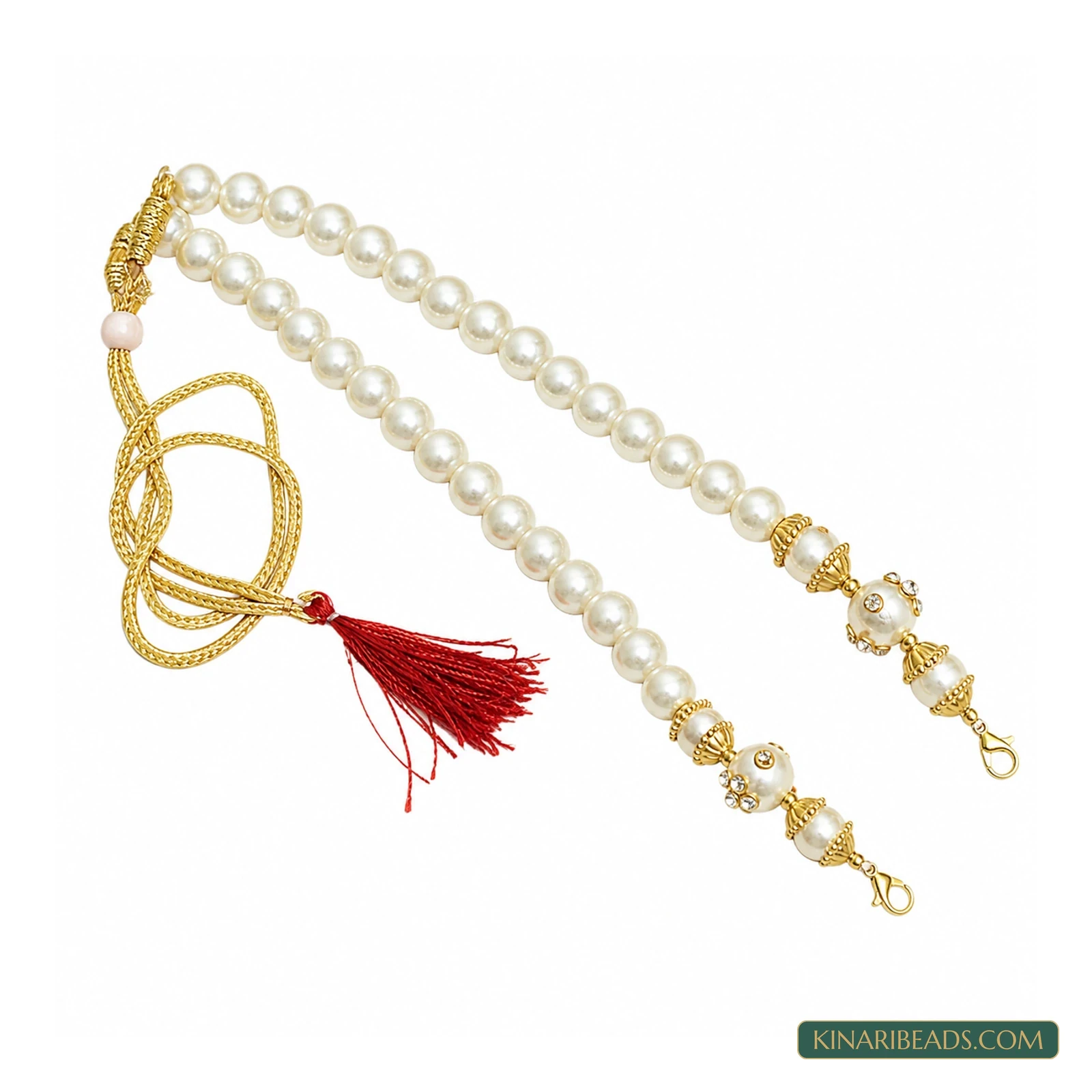 Decorative Beaded Pendant Necklace Dori - White colour