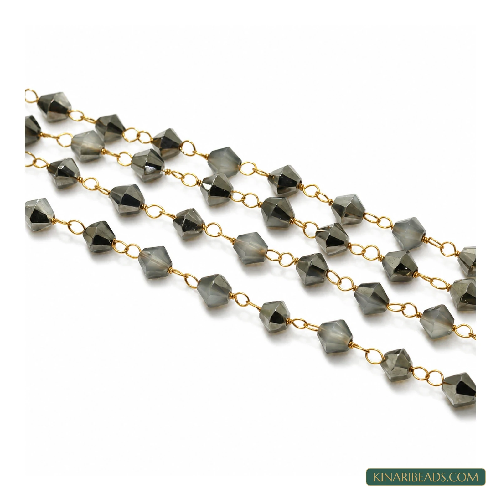Dual-Tone Bicone Crystal Beaded Chain – 6mm