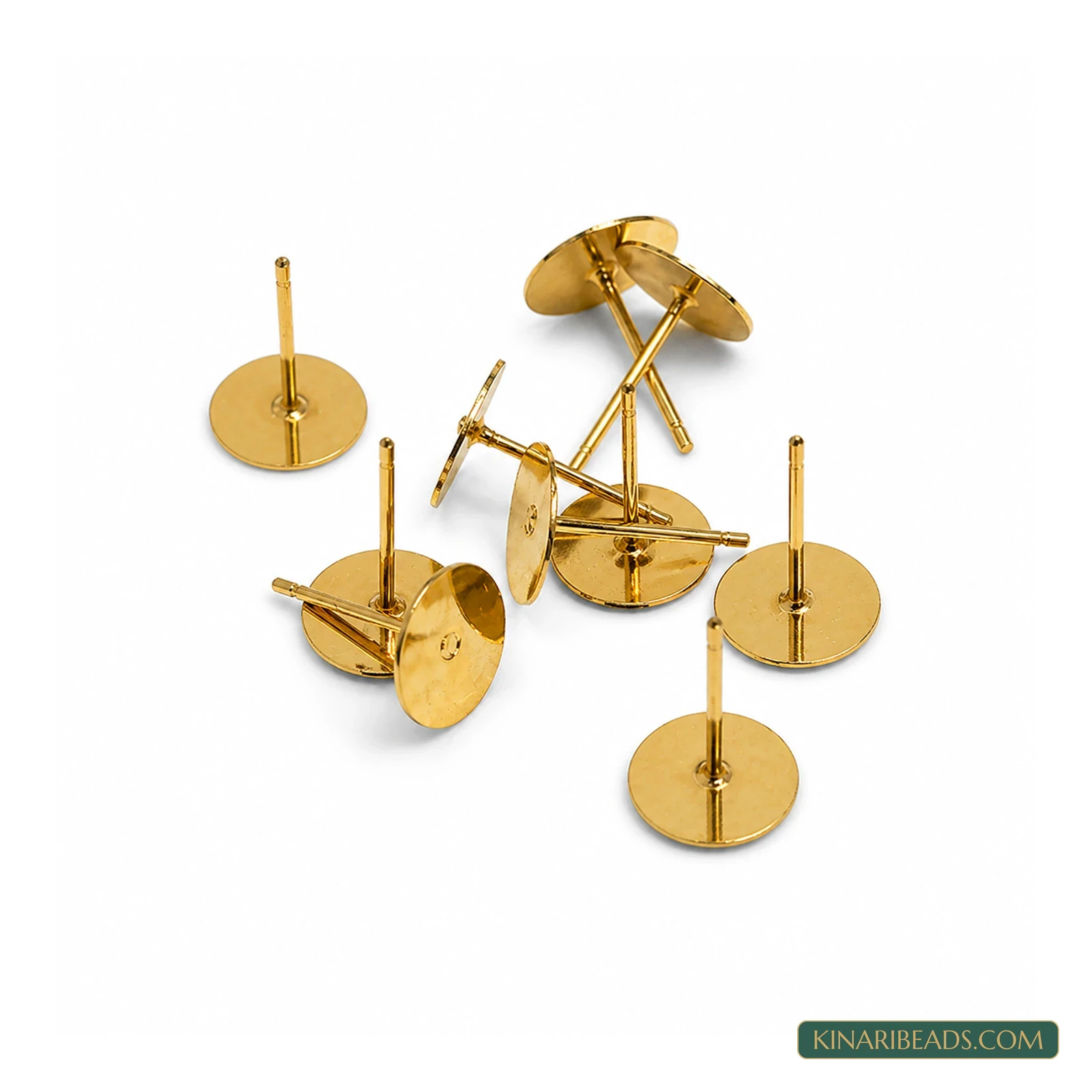 Earring Posts Flat Pad Blank Tray Stud – 50 g Pack, Kinari Style EF77
