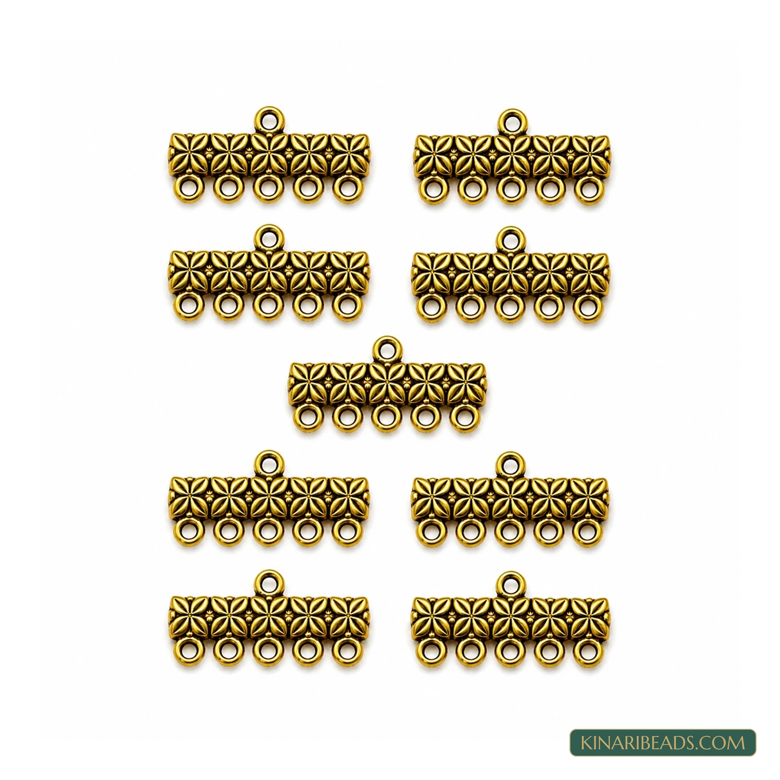 Five-Strand German Silver Connector Bars – 11x24mm - Golden colour