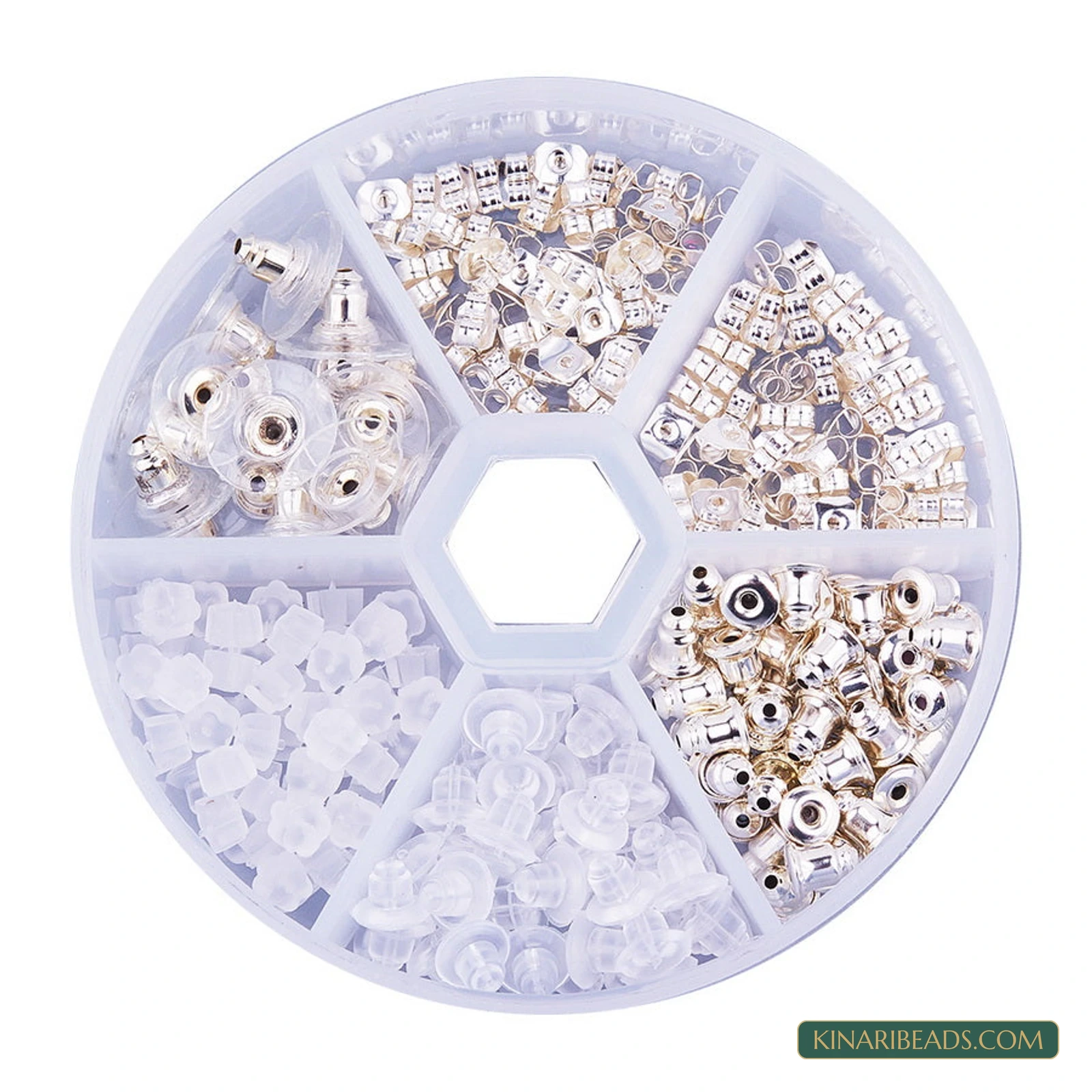 5-Style Silver-Tone Earring Backs Kit – 1, 5 or 20 Kits