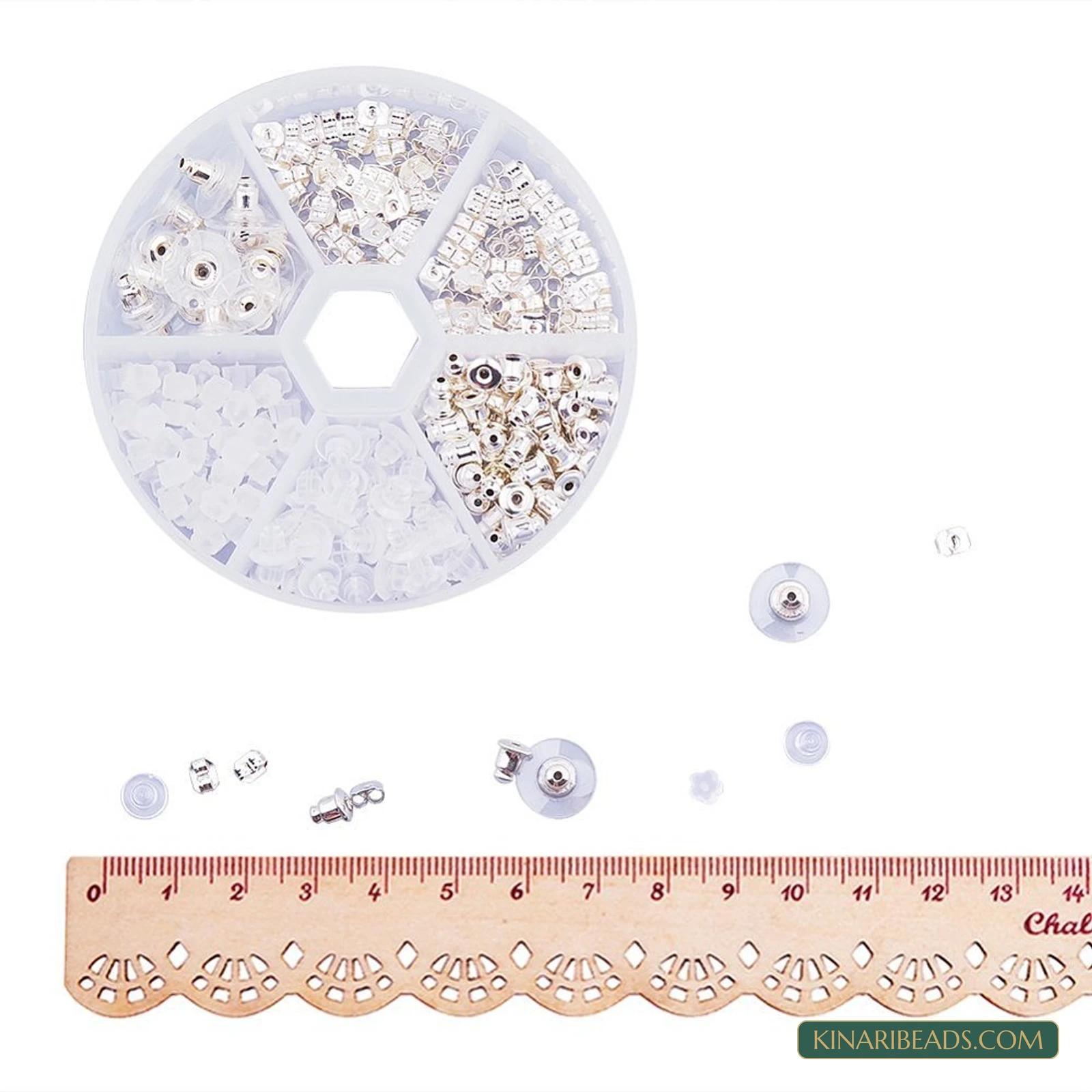 5-Style Silver-Tone Earring Backs Kit – 1, 5 or 20 Kits product image