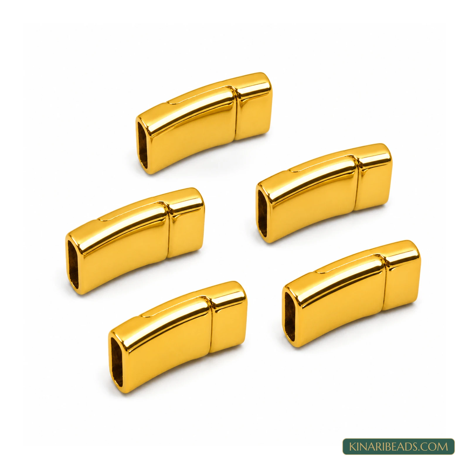 Flat Magnetic Jewellery Clasp Connectors – 5 Pcs - Golden colour