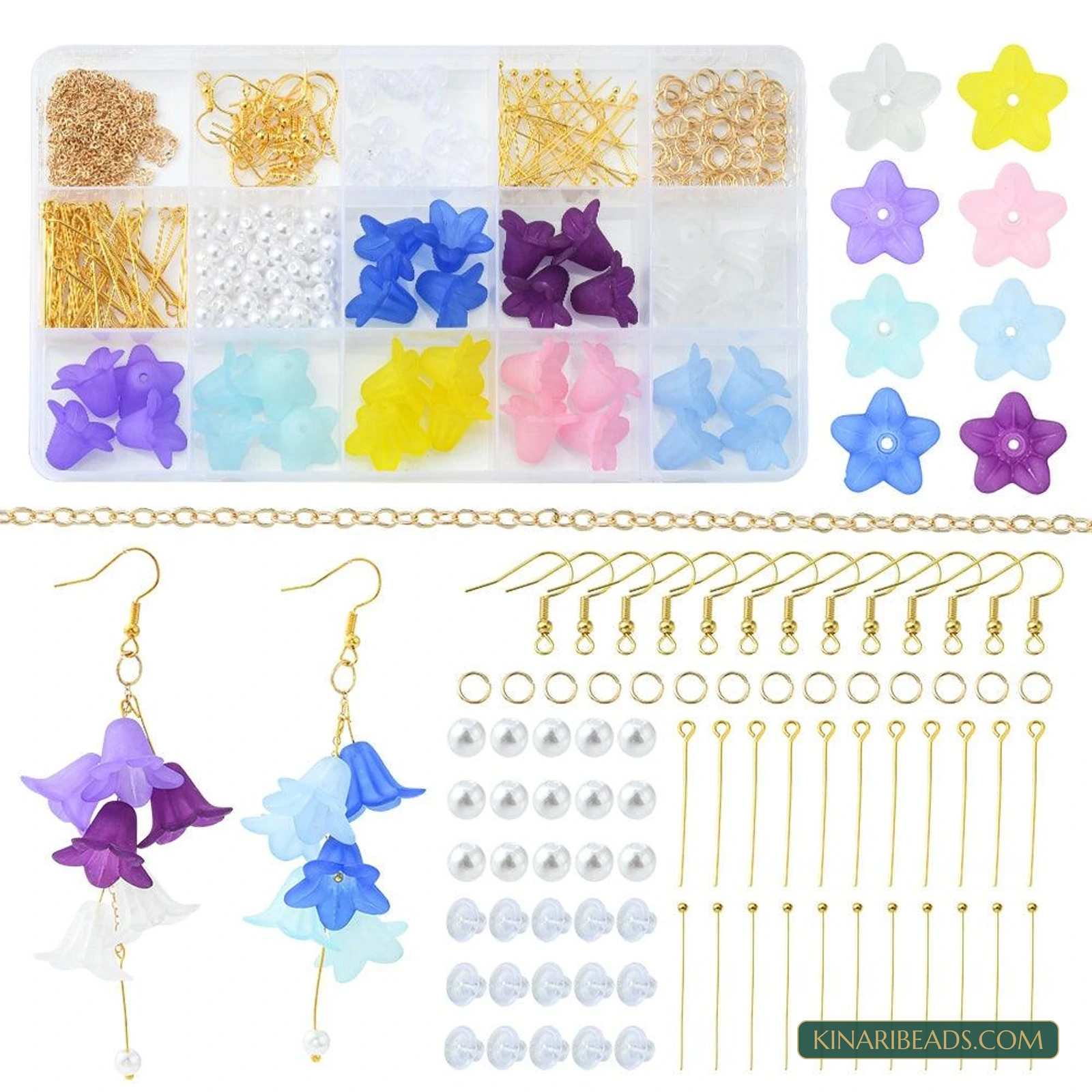 Flower Acrylic & Pearl Beads Earring Making Kit