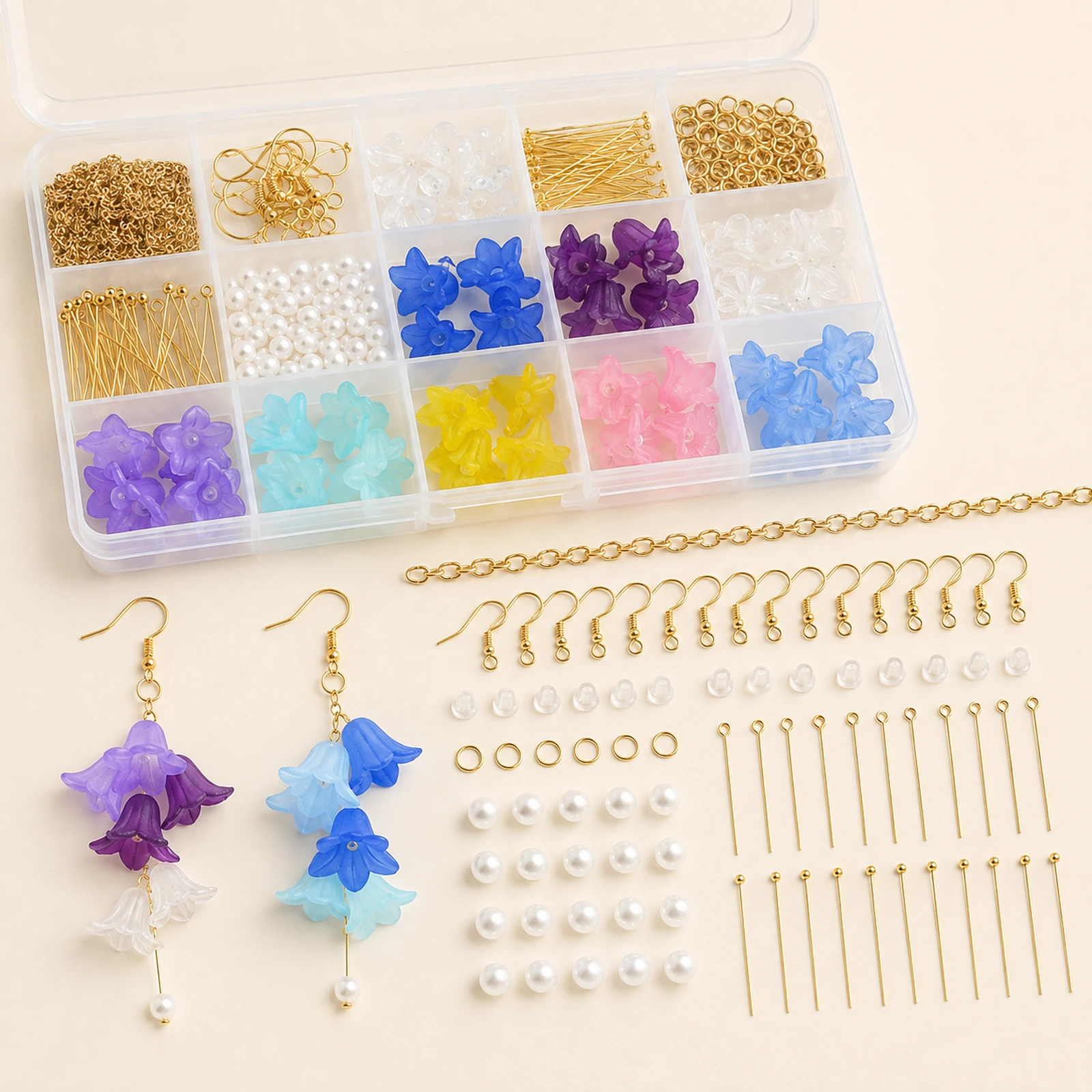 Flower Acrylic & Pearl Beads Earring Making Kit