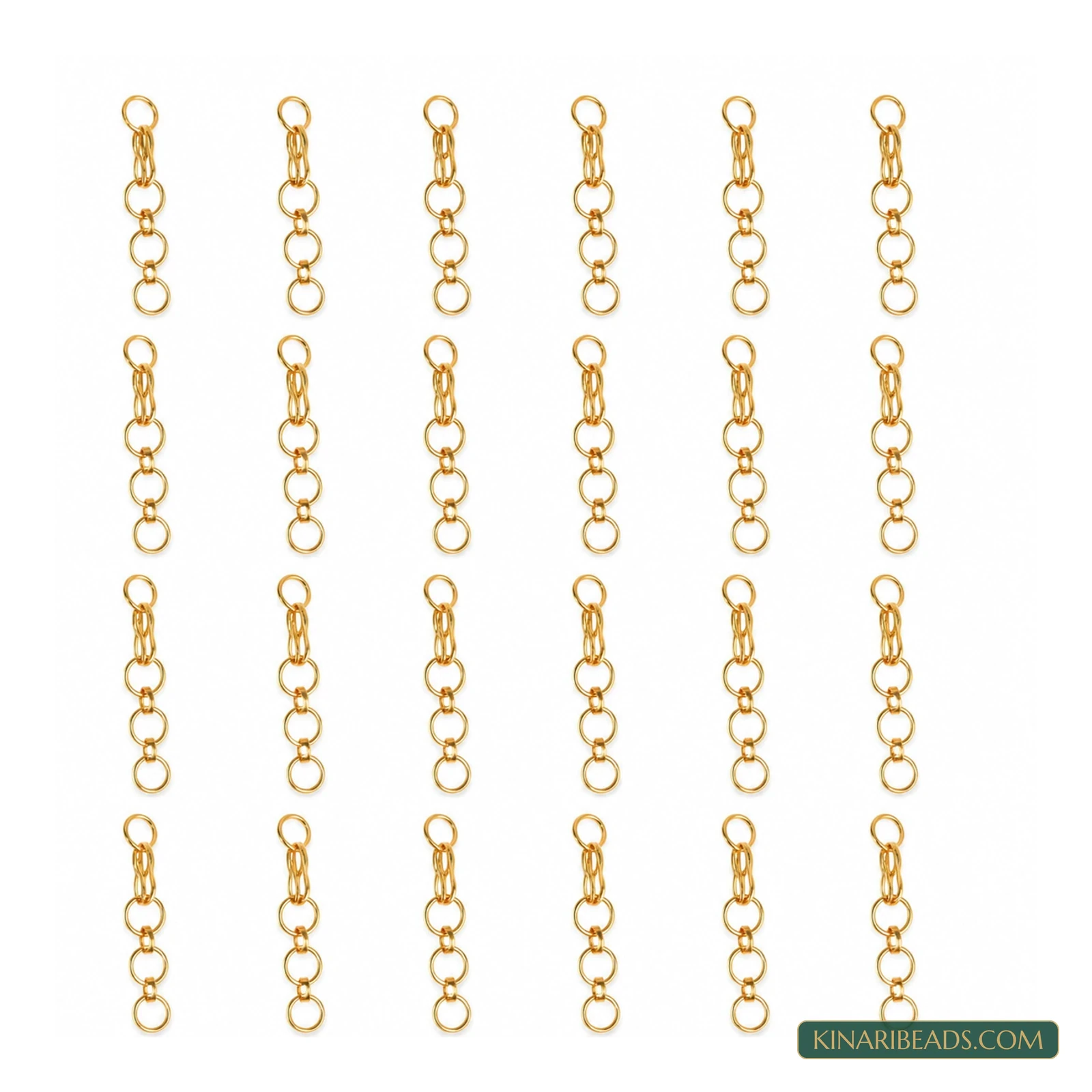Four-Link Extender Chains with Hooks – 1.5 Inch, Pack of 25 - Golden colour