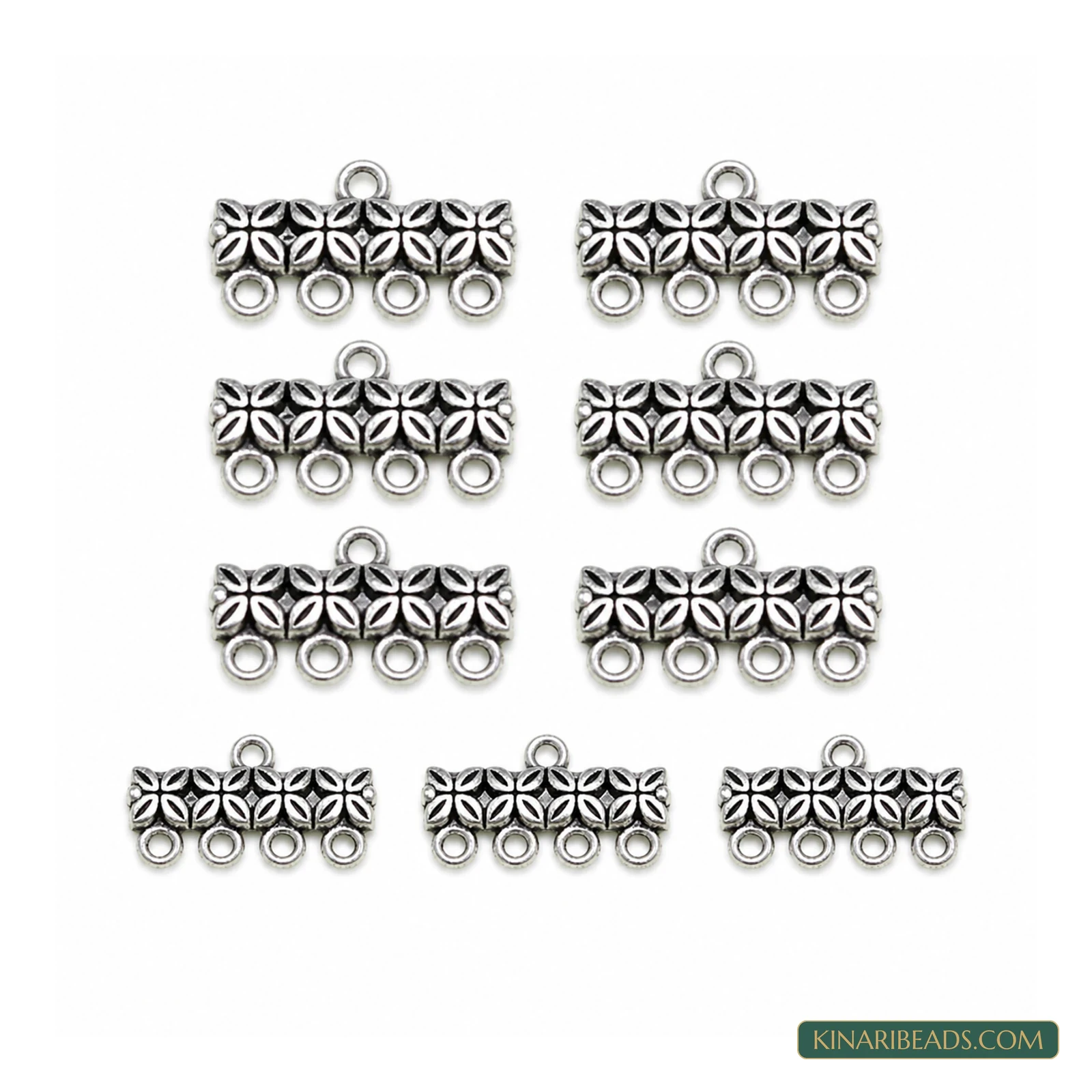 Four-Strand German Silver Connector Bars – 11x20mm