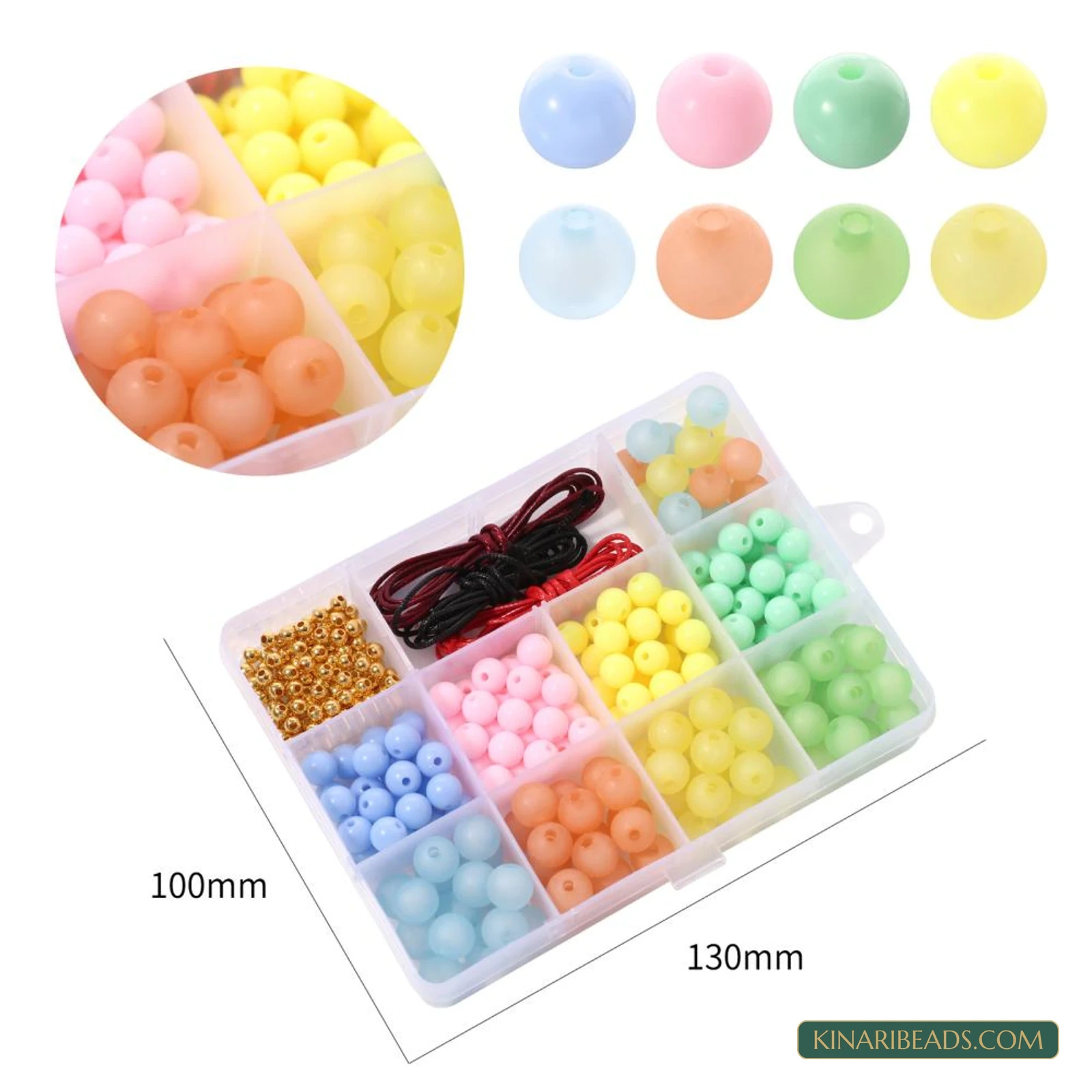 Frosted & Opaque Acrylic Beads Bracelet Making Kit with Waxed Cord product image