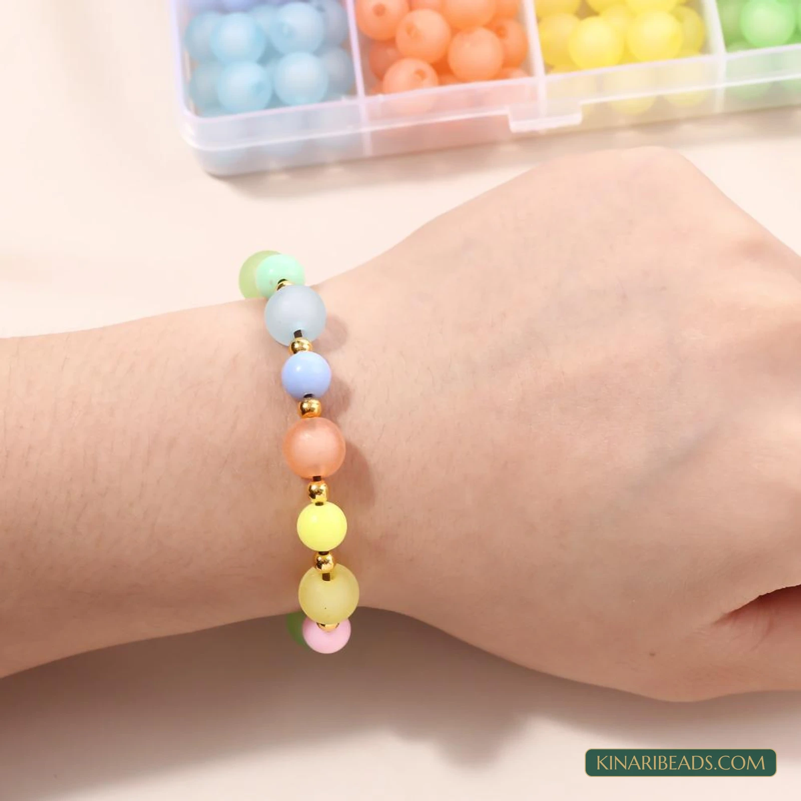 Frosted & Opaque Acrylic Beads Bracelet Making Kit with Waxed Cord product image