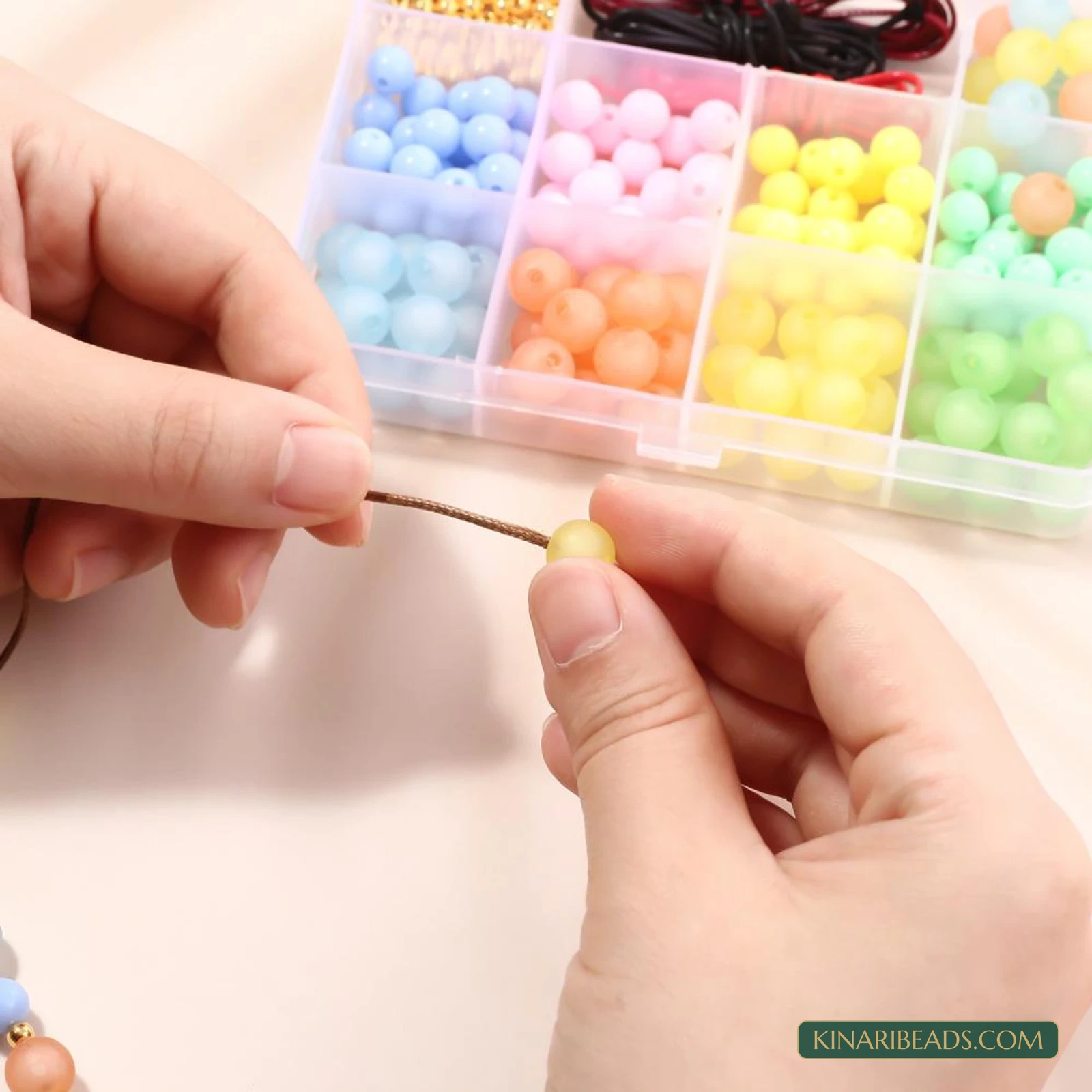 Frosted & Opaque Acrylic Beads Bracelet Making Kit with Waxed Cord product image