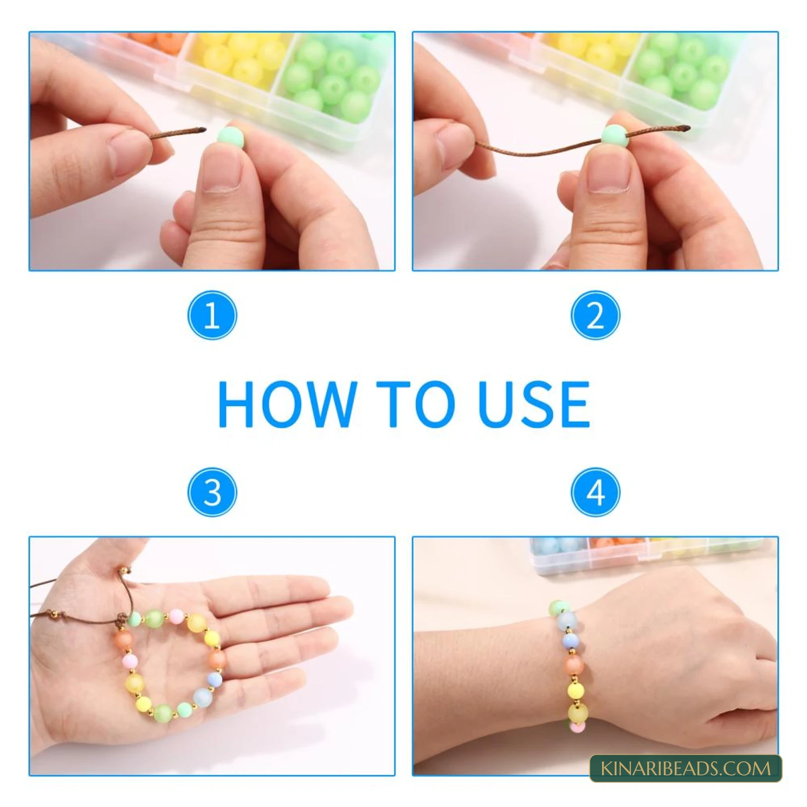 Frosted & Opaque Acrylic Beads Bracelet Making Kit with Waxed Cord product image