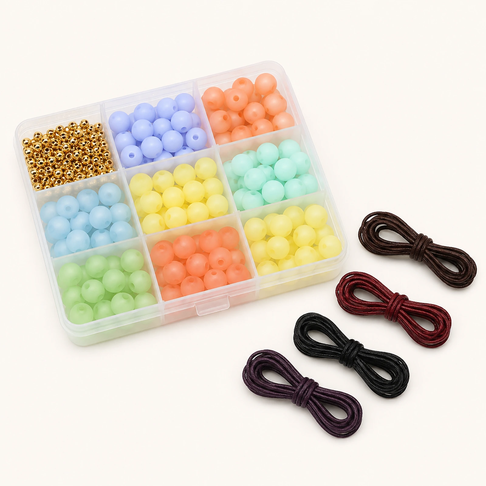 Frosted & Opaque Acrylic Beads Bracelet Making Kit with Waxed Cord