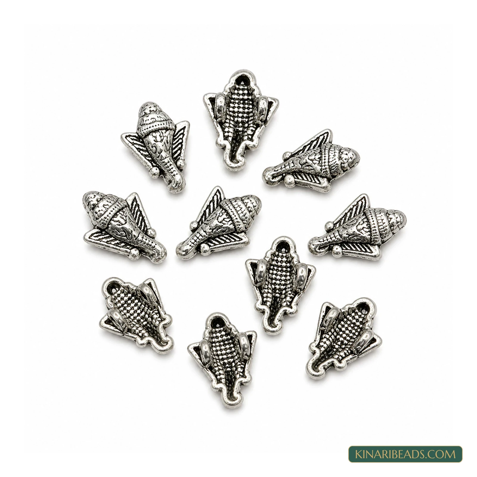 Ganesha German Silver Religious Connectors – 14x10mm, 10 Pack