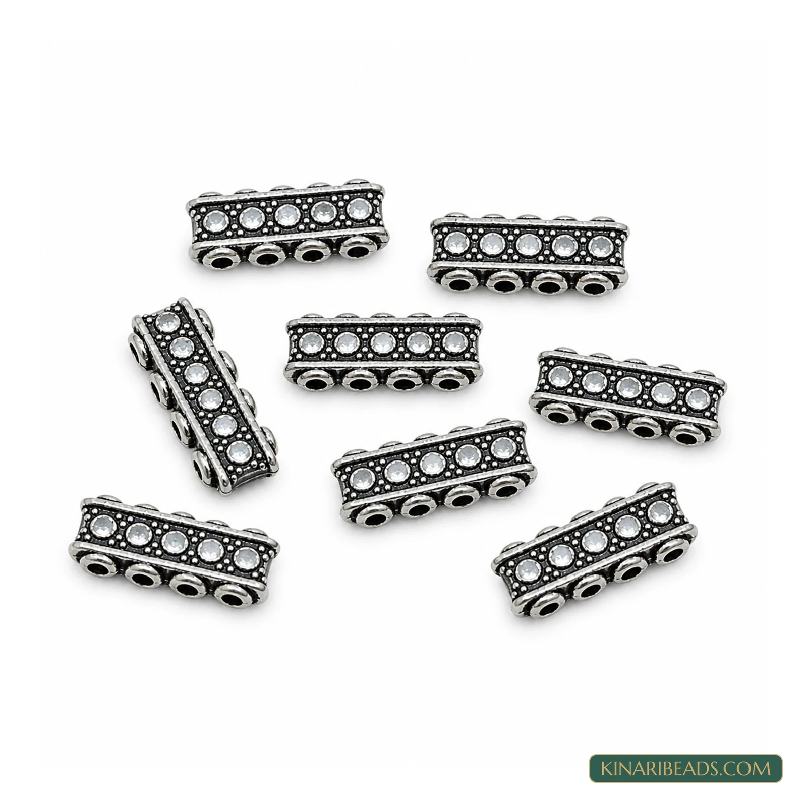 German Silver 4-Hole Jewellery Spacer Bar – 18x7mm, 10 Pack
