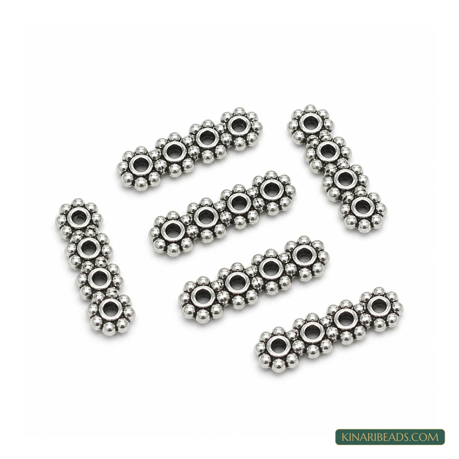 German Silver 4-Hole Spacer Bar – 14x4mm, 20 Pack
