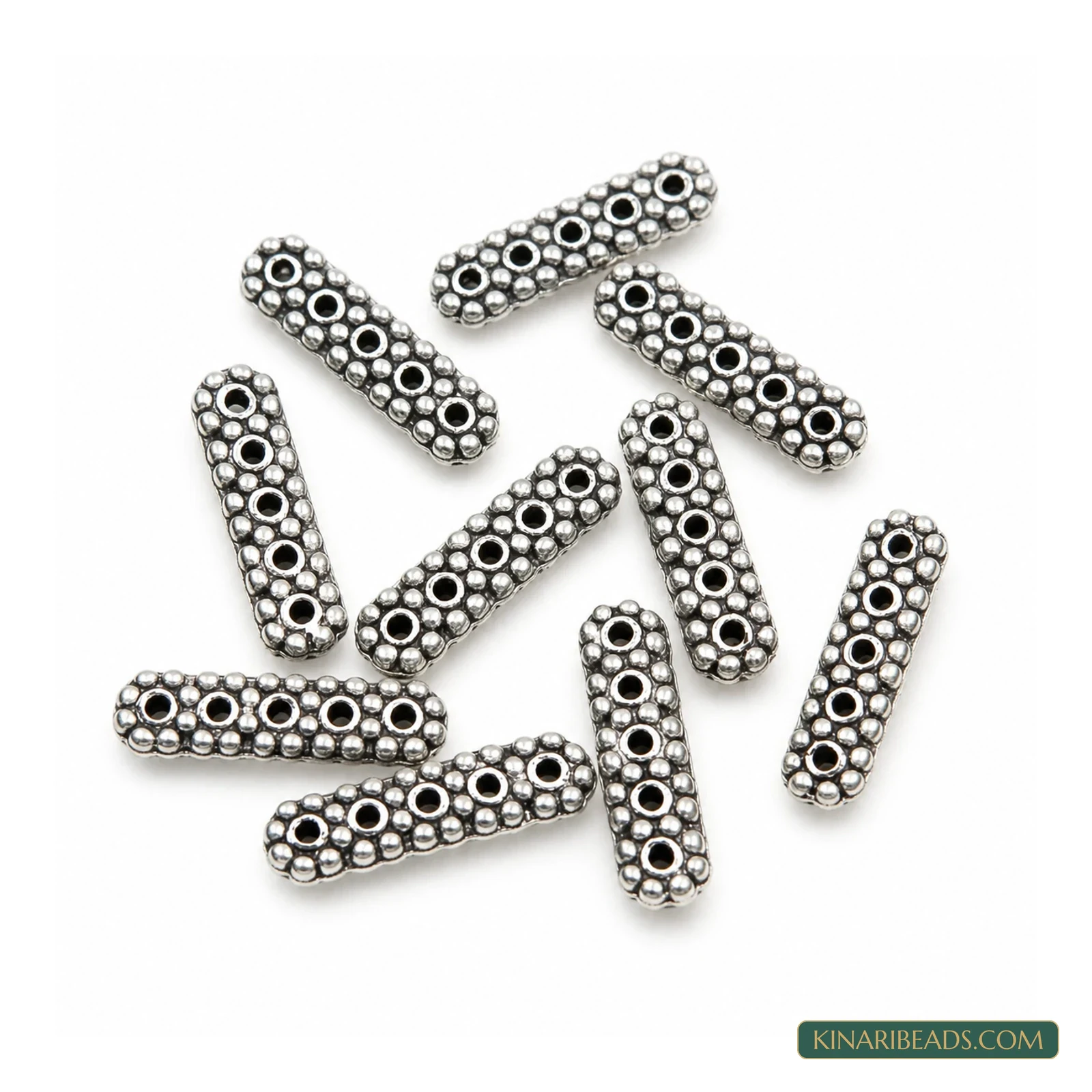 German Silver 5-Hole Spacer Bar – 16x4mm, 20 Pack