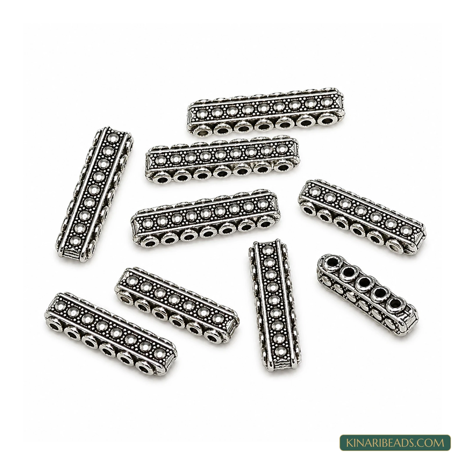 German Silver 7-Hole Jewellery Connector Bar – 29x6mm, 10 Pack