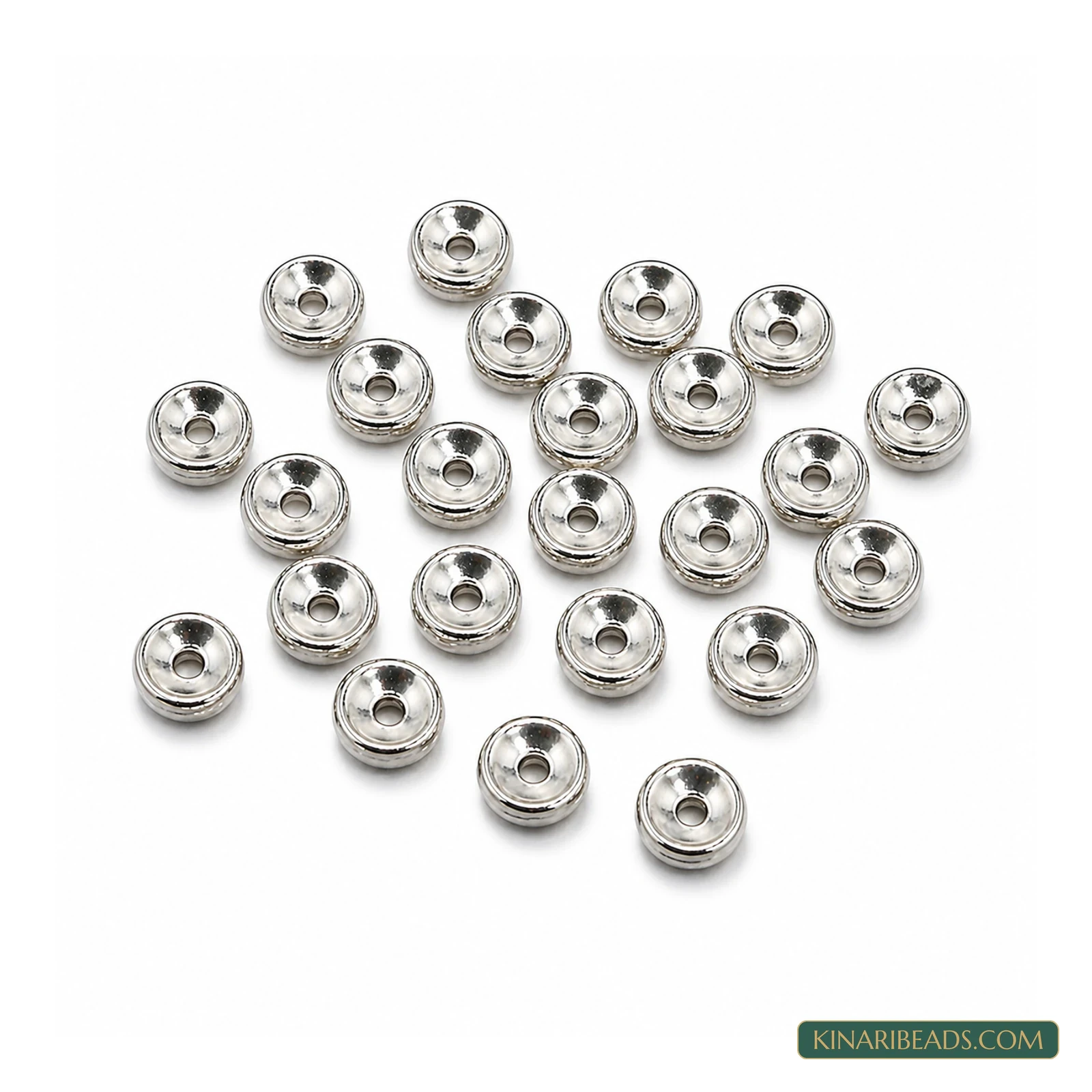 German Silver Flat Round Spacer Beads – 5mm, 50 Pack