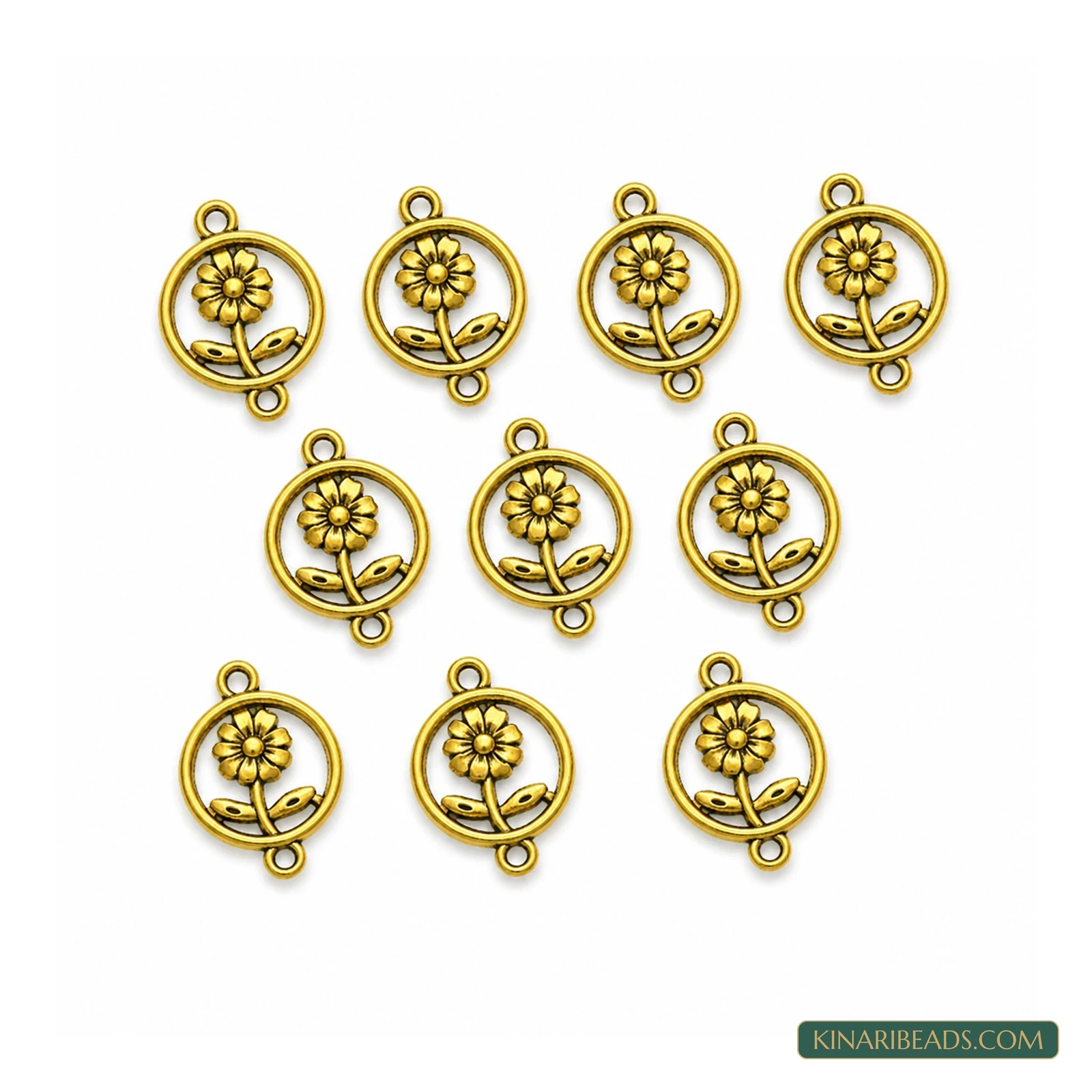 German Silver Flower Link Connectors – 15x20mm - Golden colour
