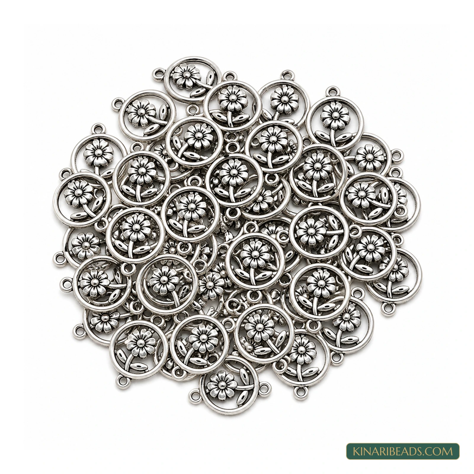 German Silver Flower Link Connectors – 15x20mm product image