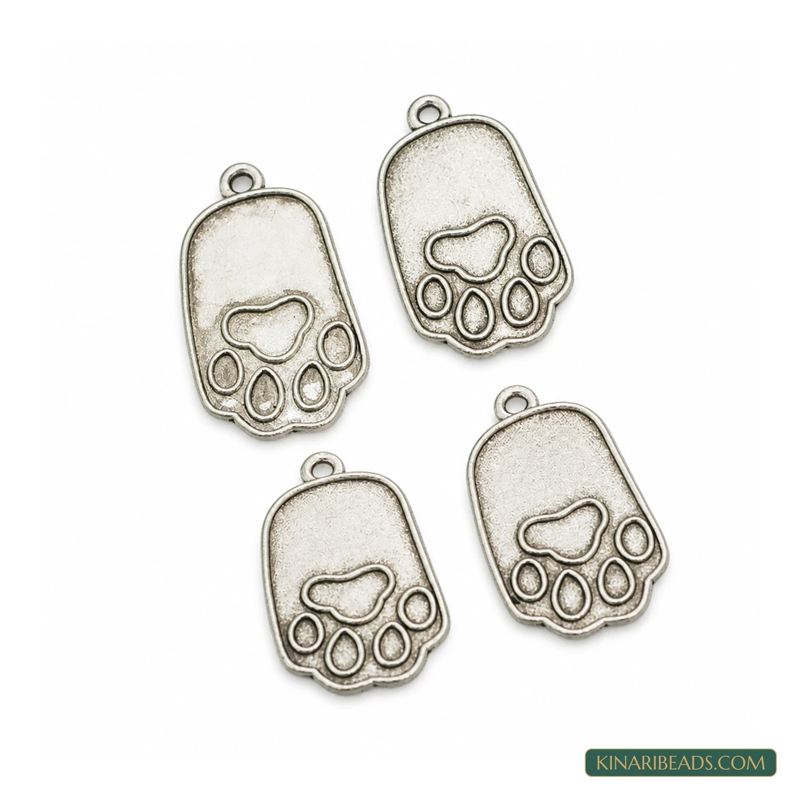 German Silver Footprint Charms – 1 Inch, 10 Pack